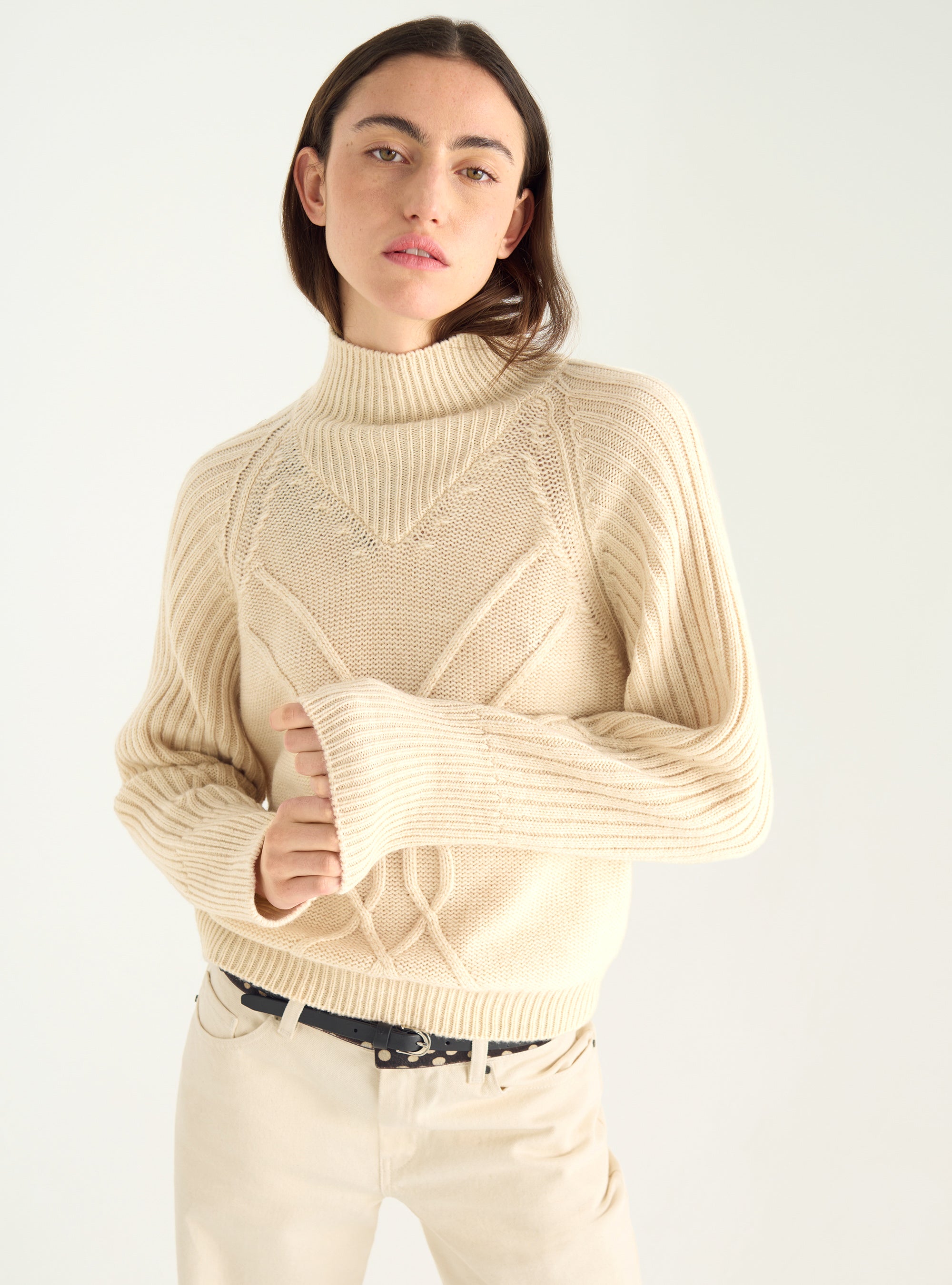 Italian wool cable-knit sweater