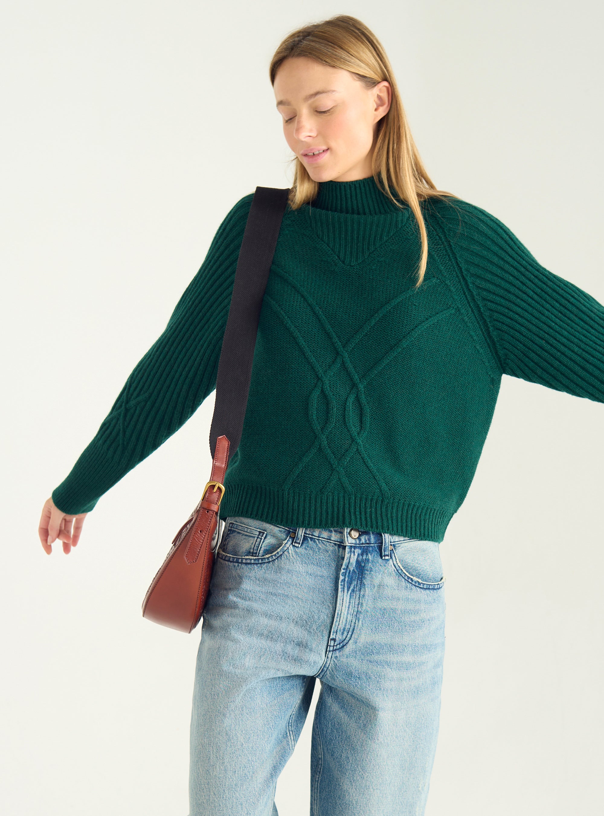Italian wool cable-knit sweater
