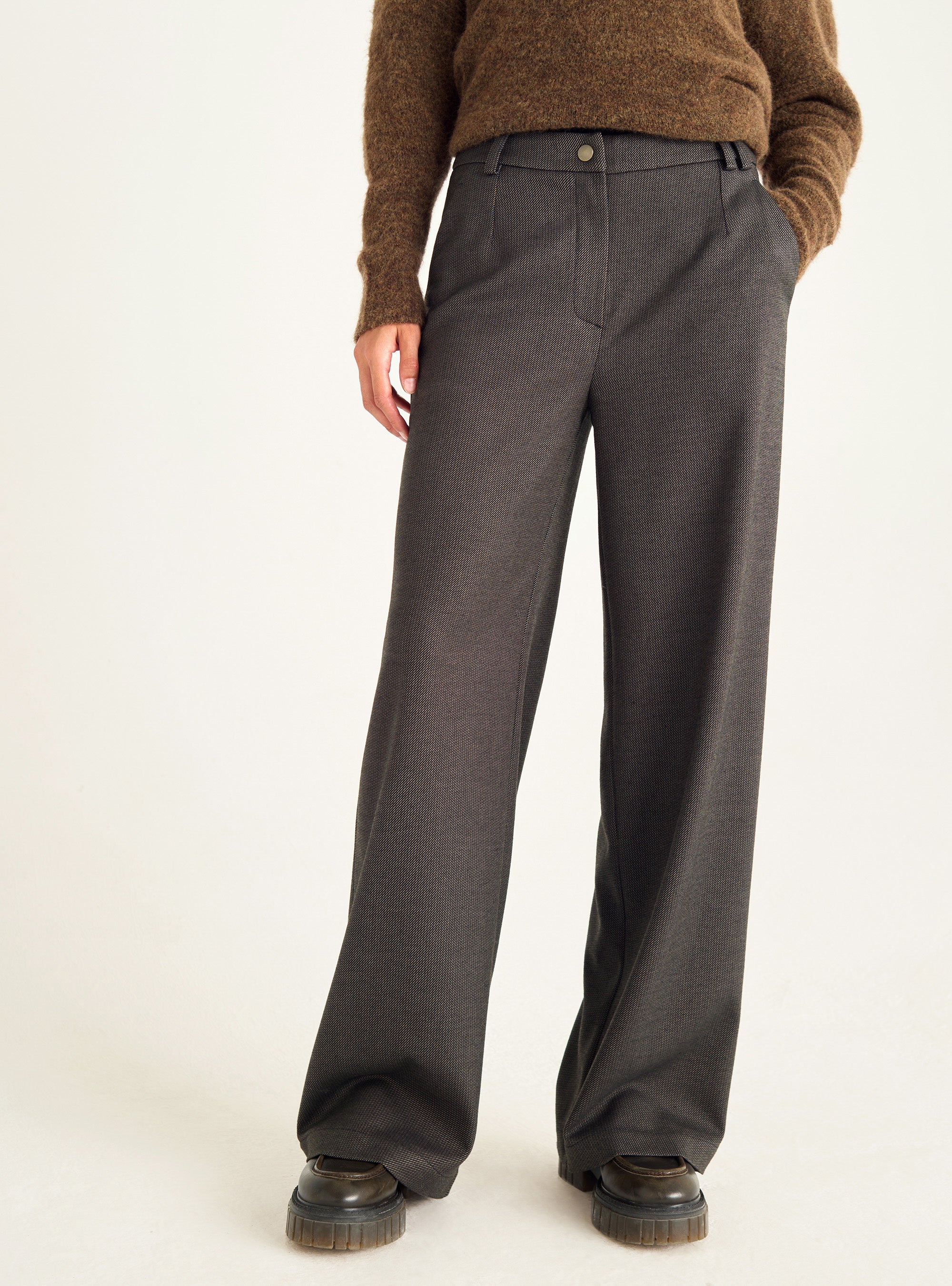 High-waisted wide-leg pants