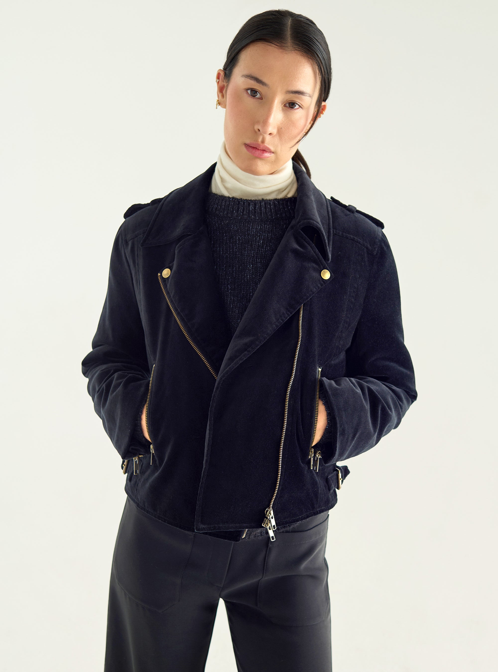 Biker jacket in velvet