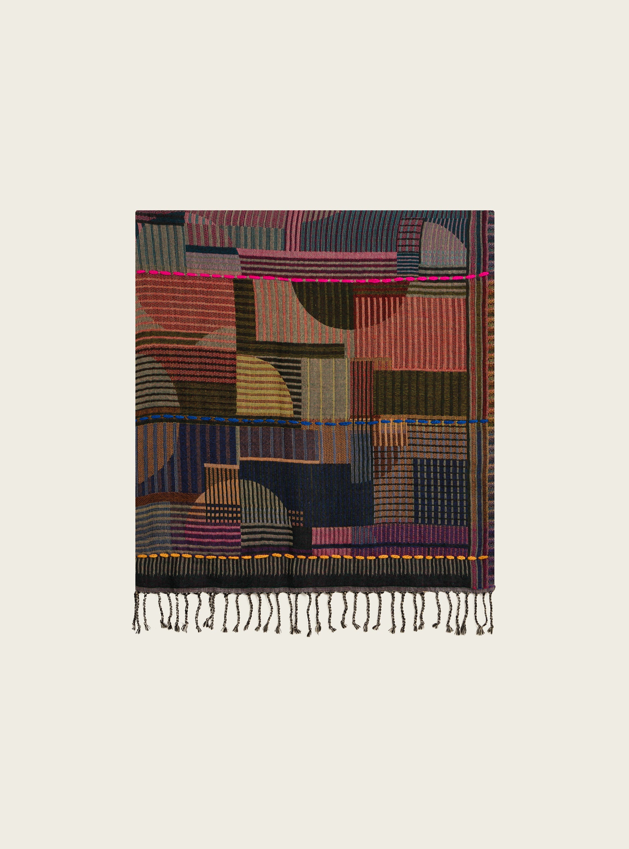 Embroidered wool scarf