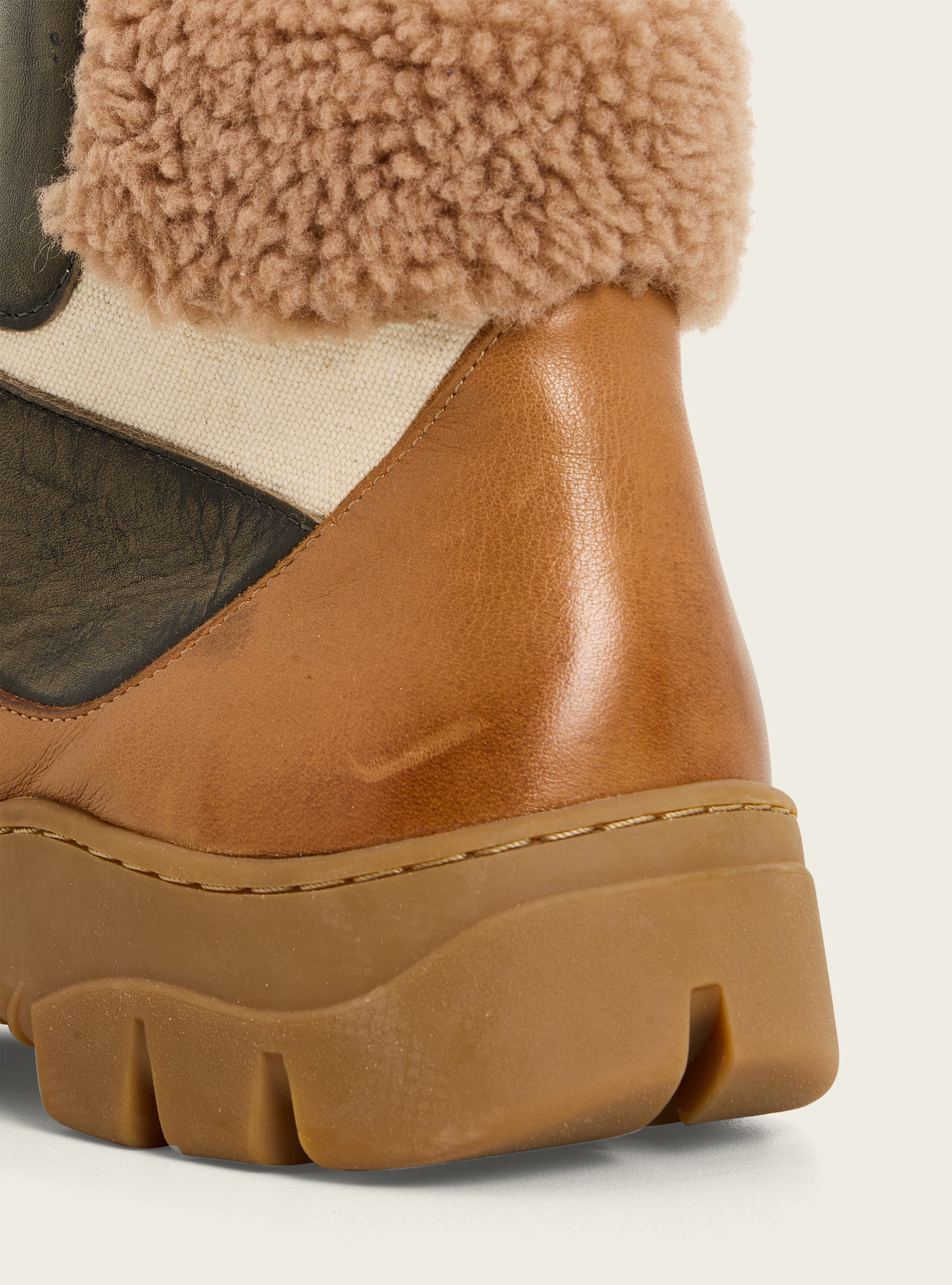 Leather and canvas ankle boots