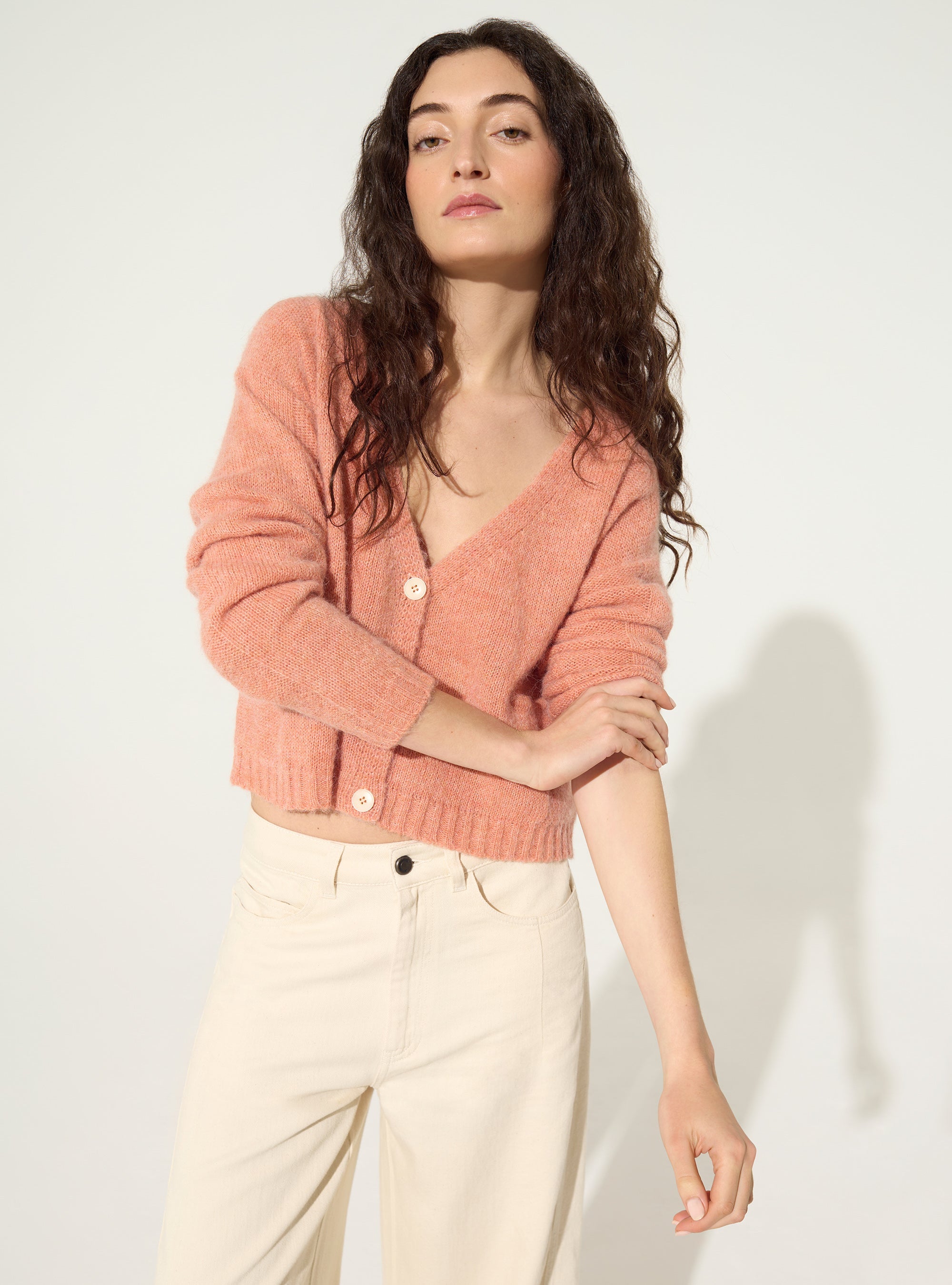 Pink wool-alpaca cardigan