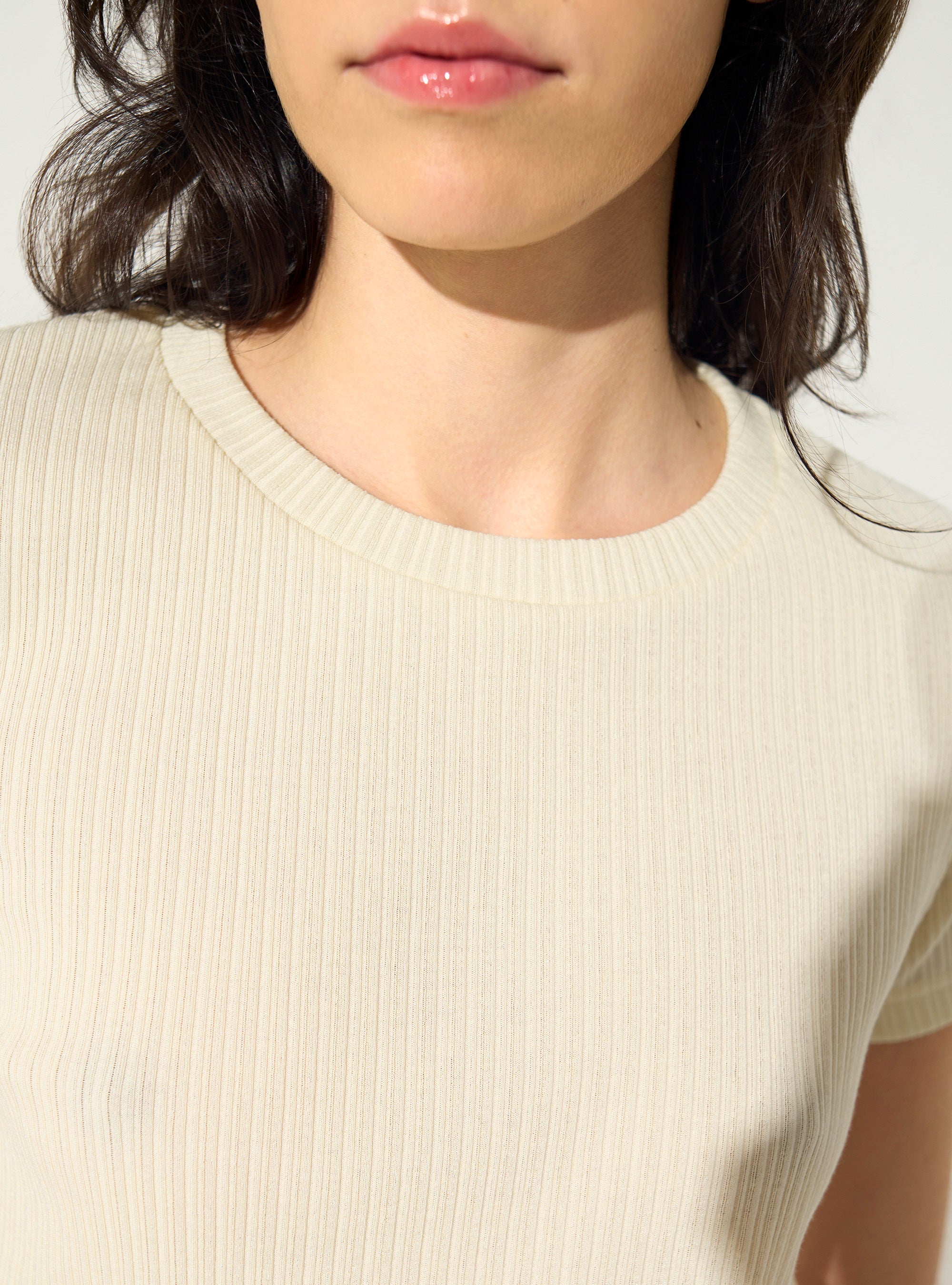 White cotton pleated fitted T-shirt