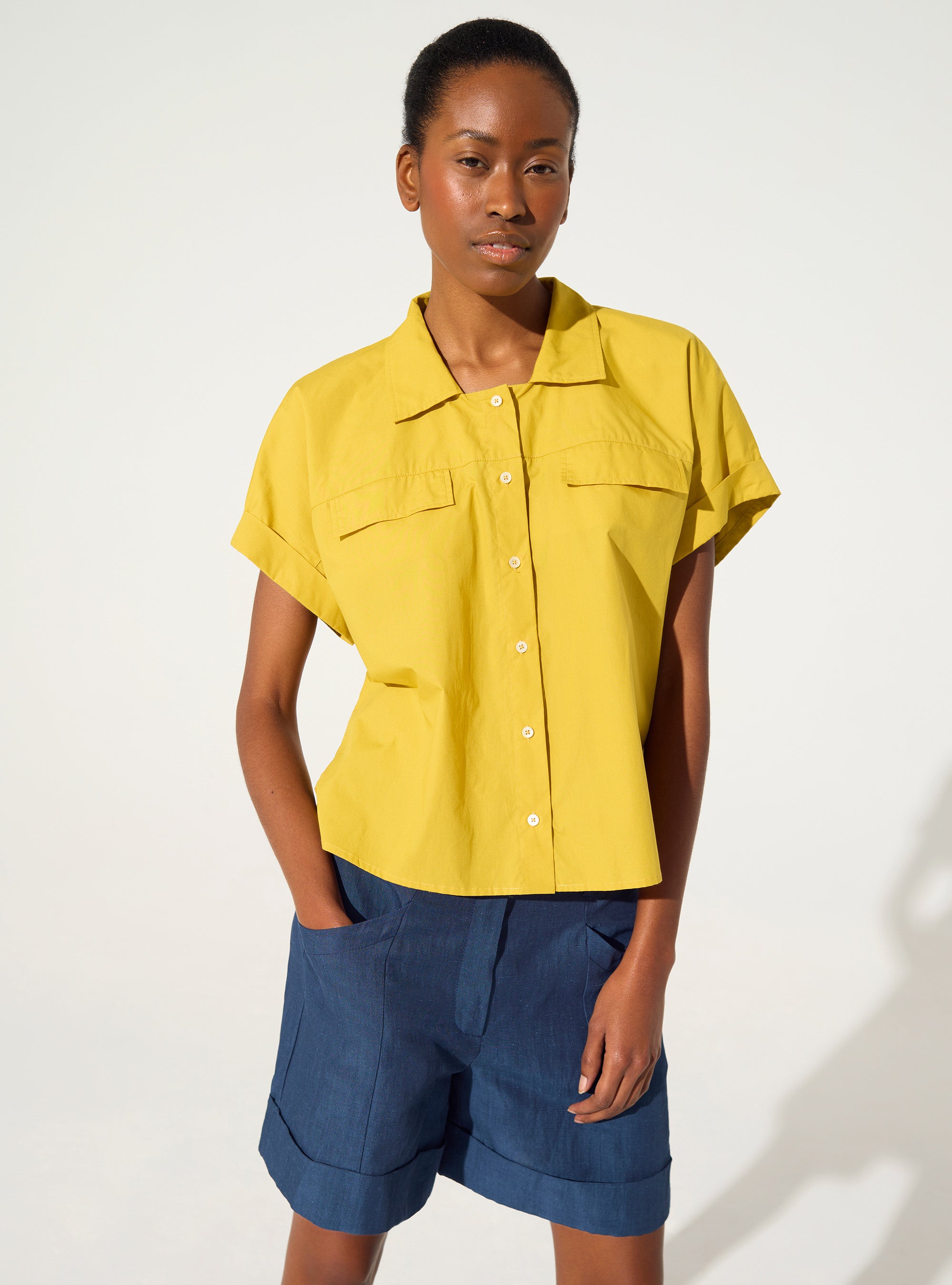 Yellow organic cotton oversized shirt