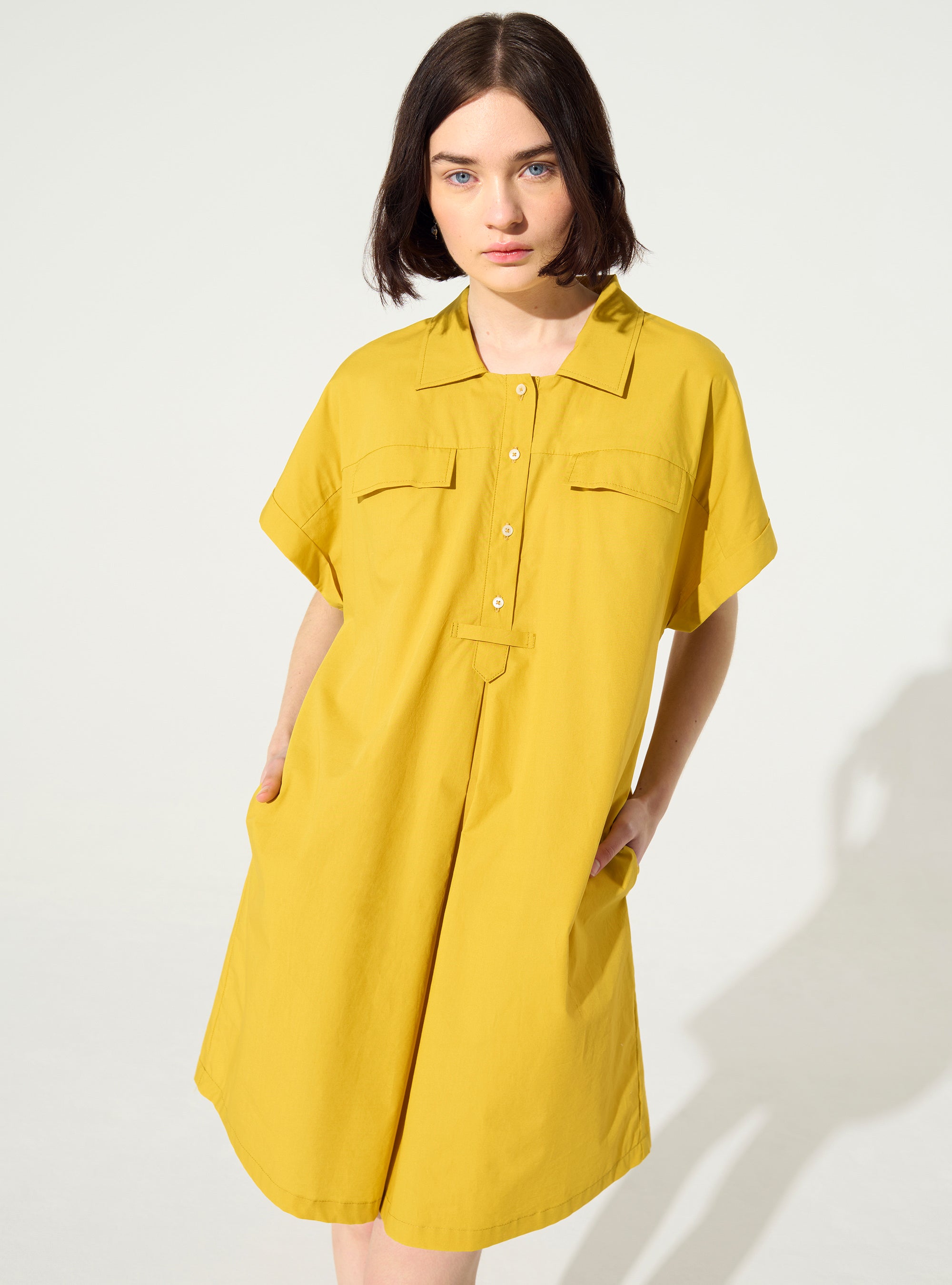 Yellow organic cotton oversized dress