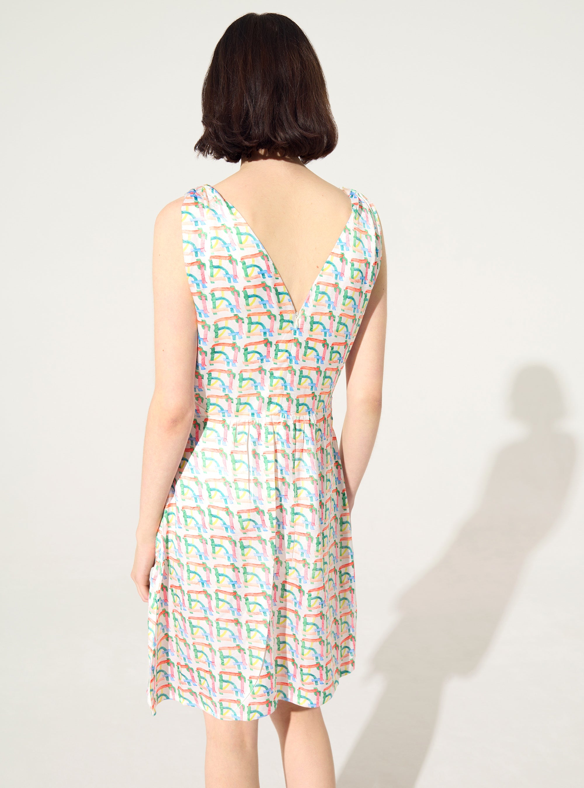 Sublimated pleated fitted dress