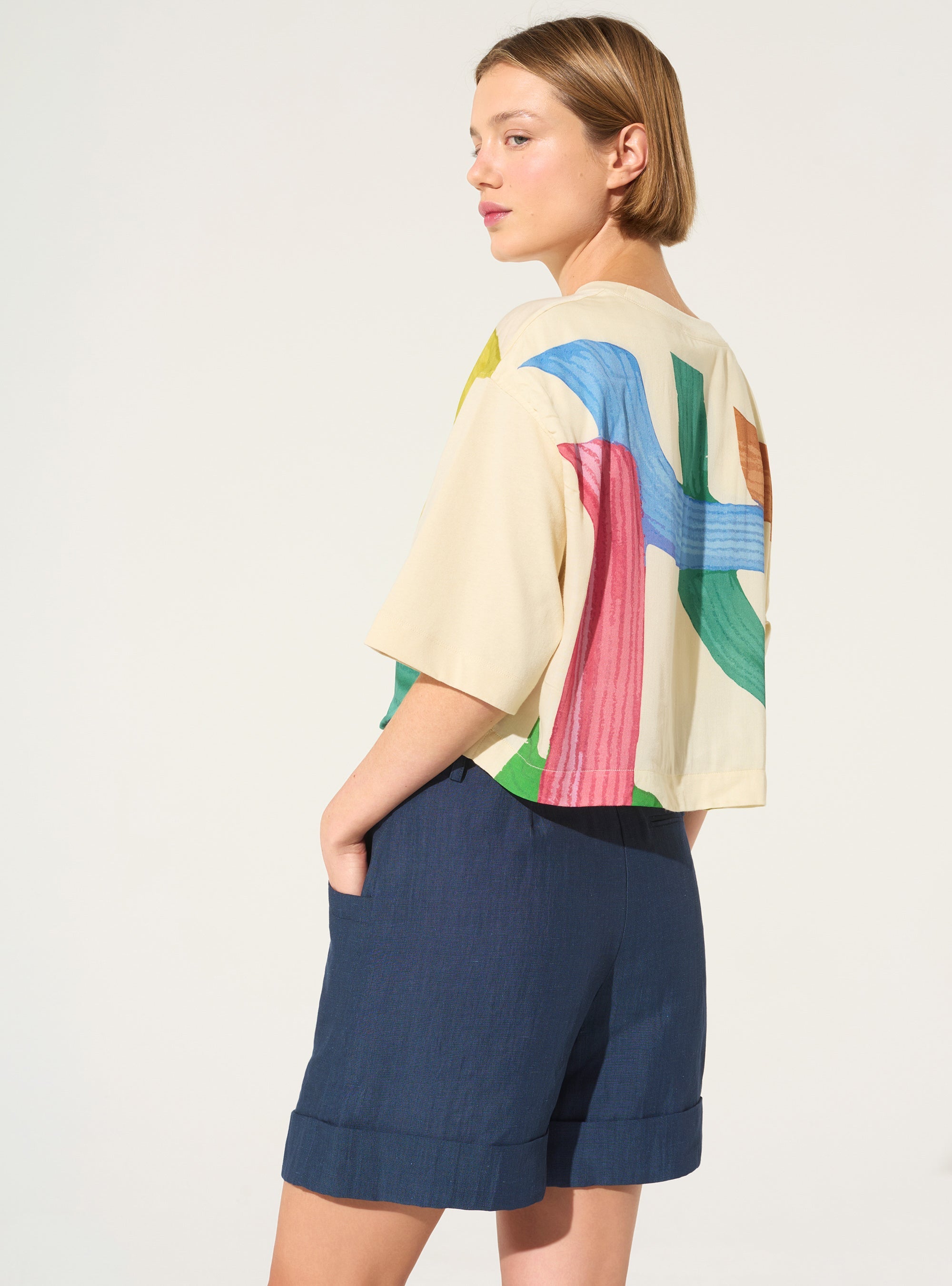 Blue linen shorts
