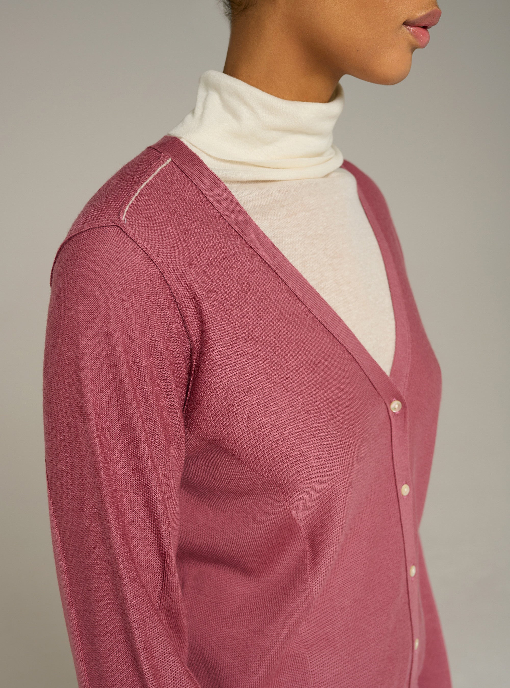 Cotélac Fine-knit wool V-neck cardigan