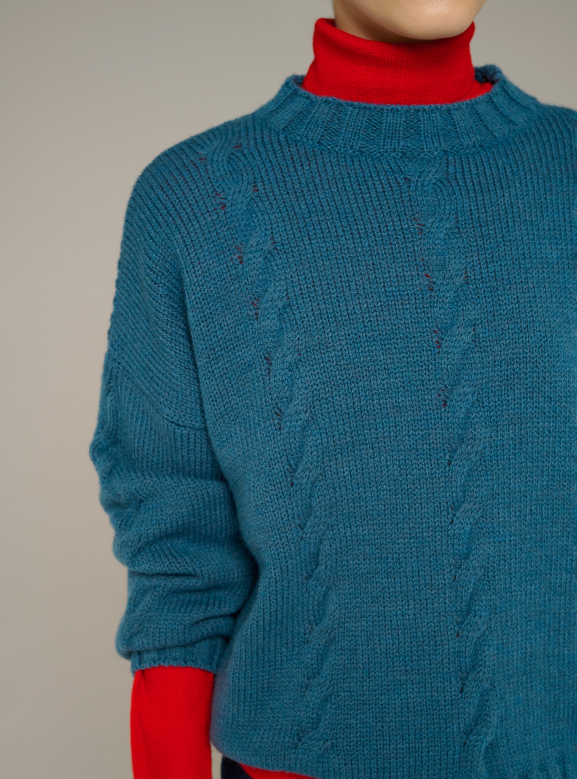 Cotélac Oversized cable-knit crewneck sweater
