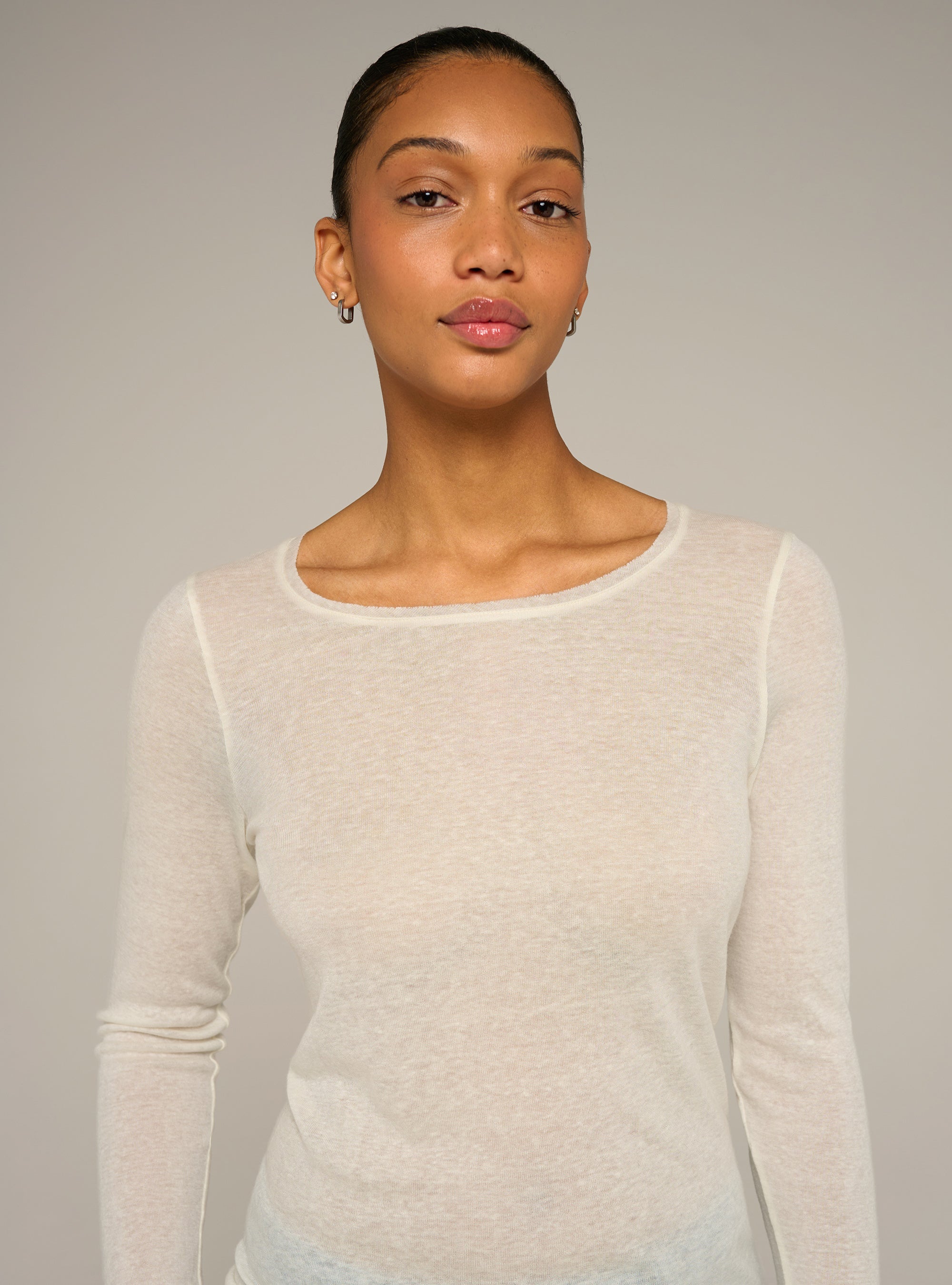 Cotélac acoté Fitted long-sleeve crewneck jersey tee