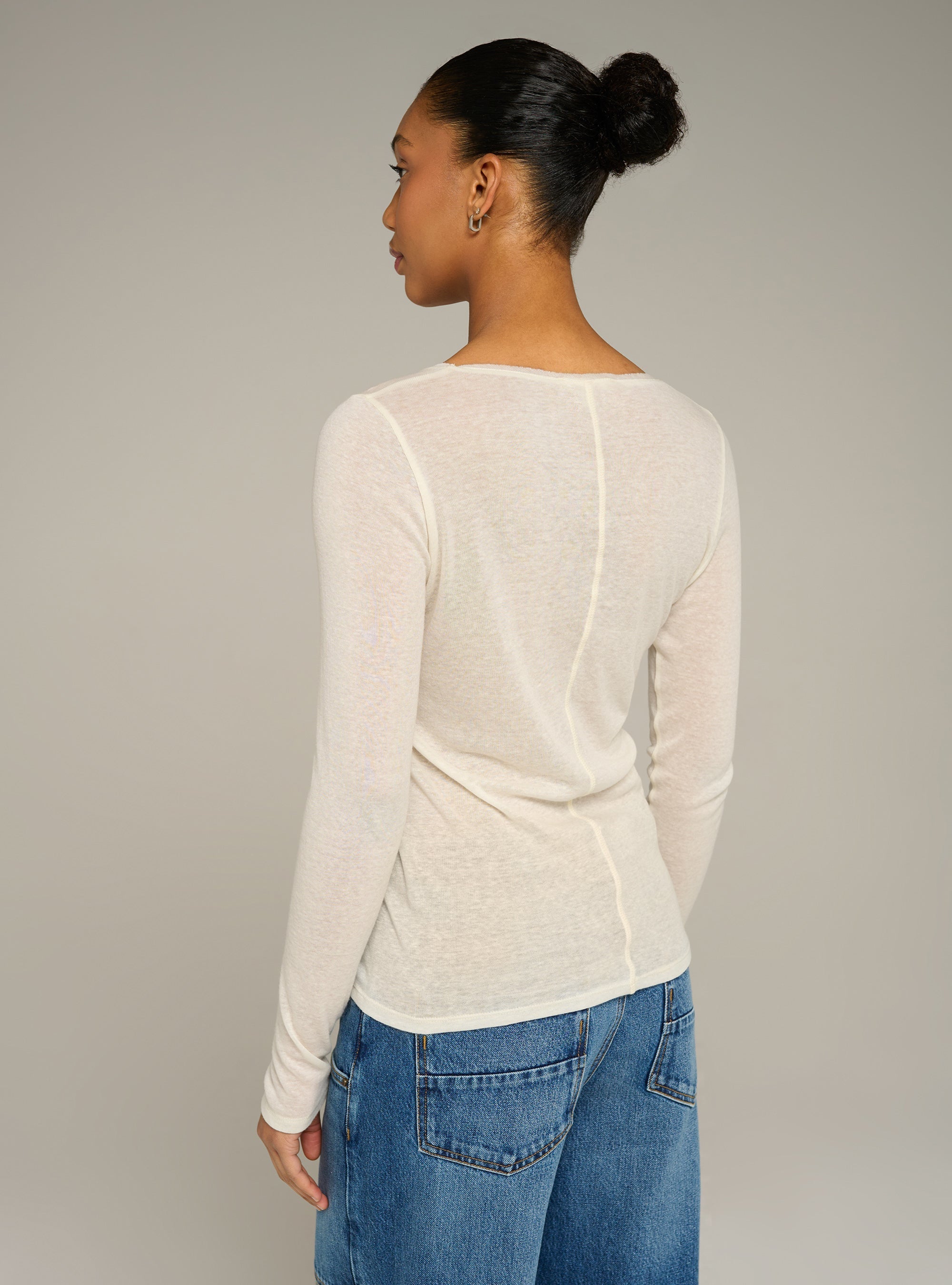 Cotélac Fitted long-sleeve crewneck jersey tee