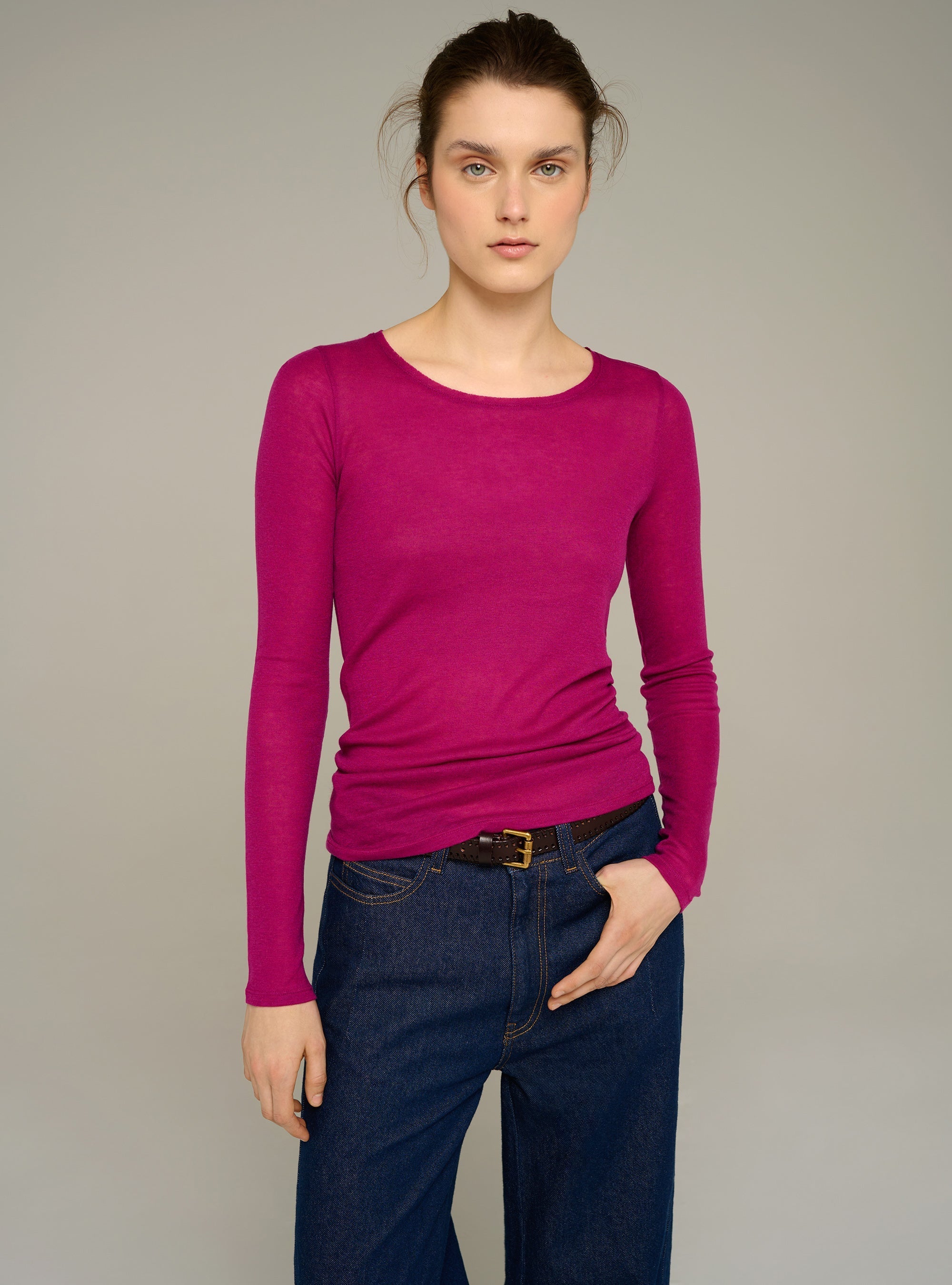 Cotélac acoté Fitted long-sleeve crewneck jersey tee