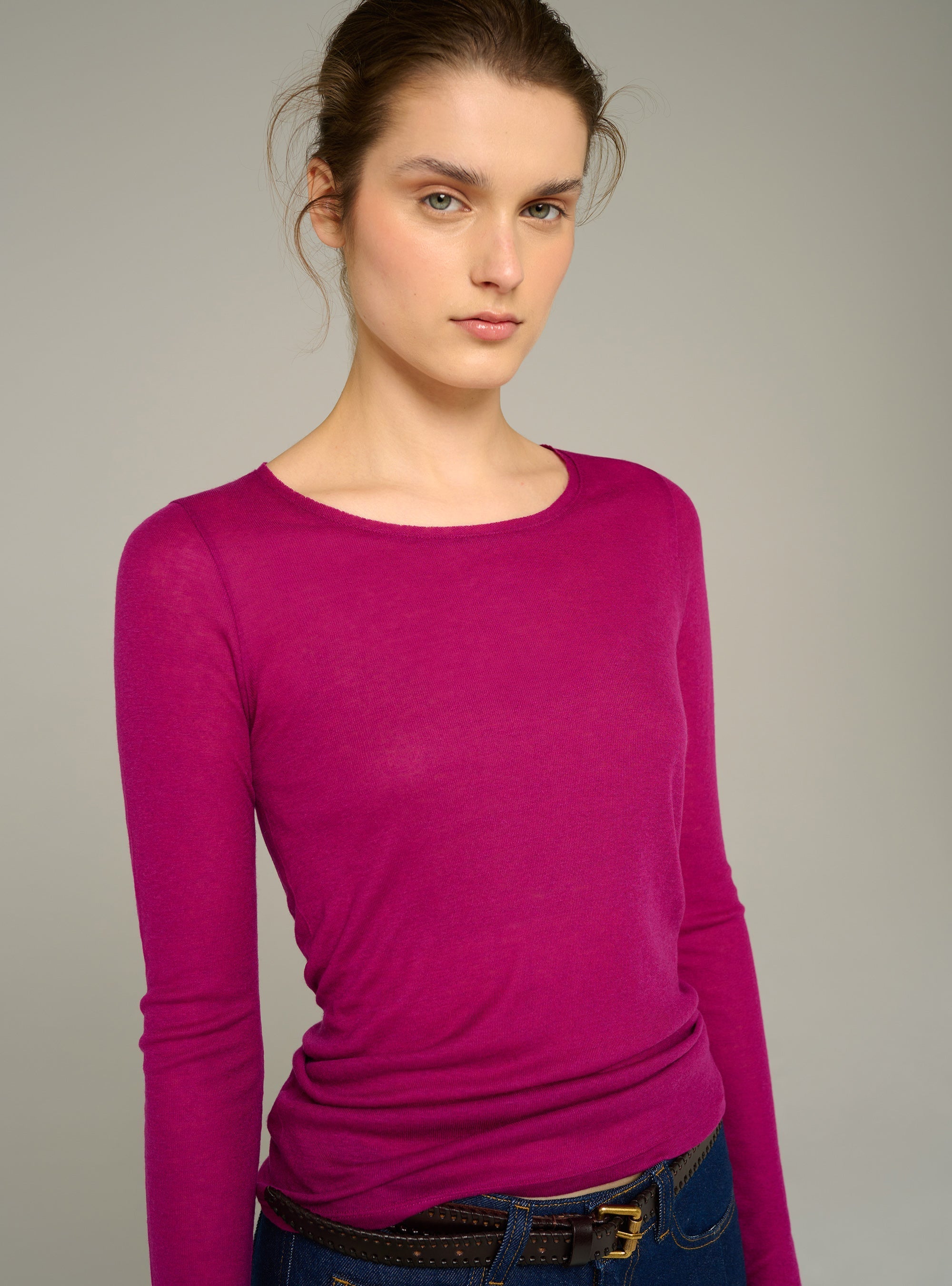 Cotélac Fitted long-sleeve crewneck jersey tee