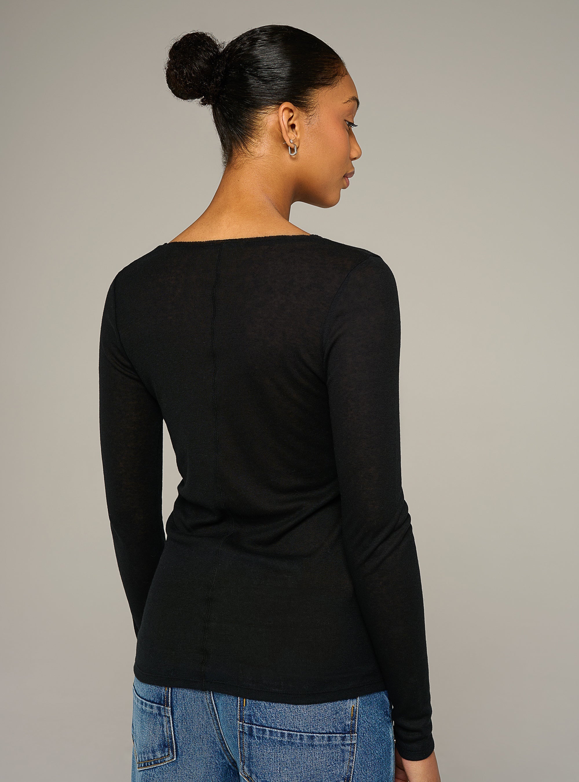 Cotélac Fitted long-sleeve crewneck jersey tee