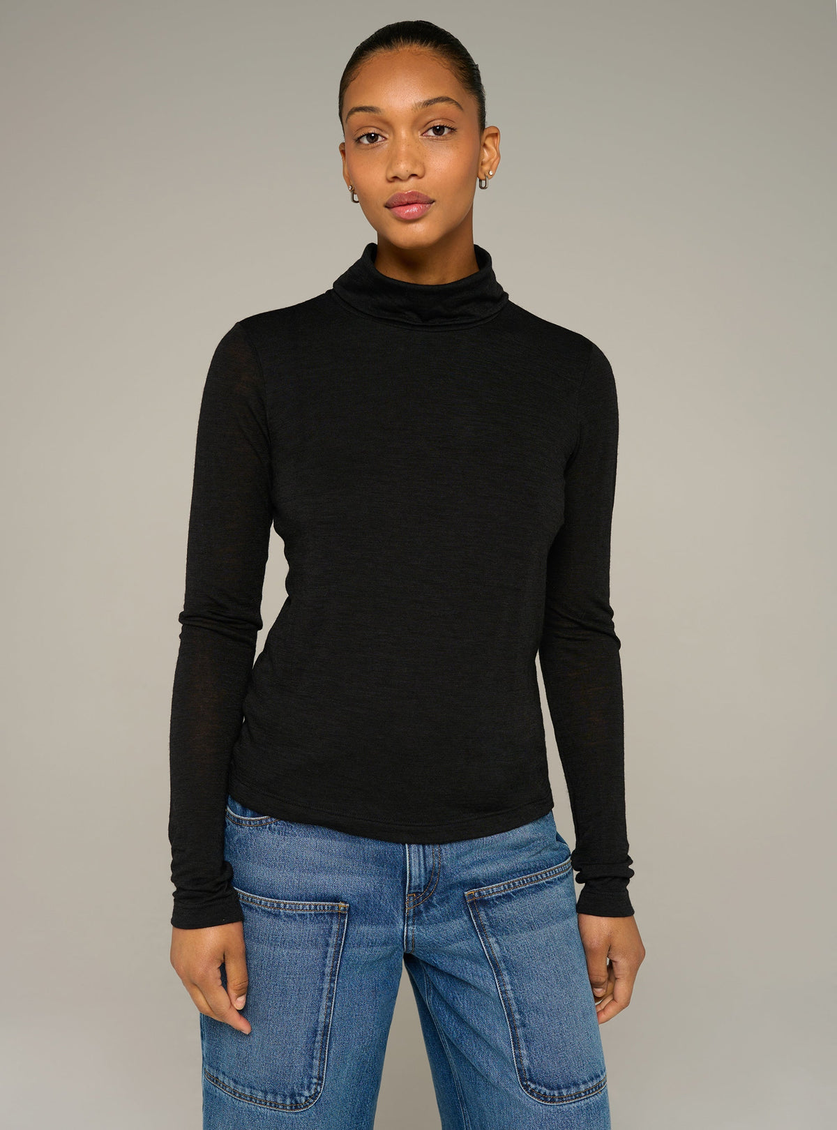Cotélac acoté Fitted long-sleeve turtleneck jersey top