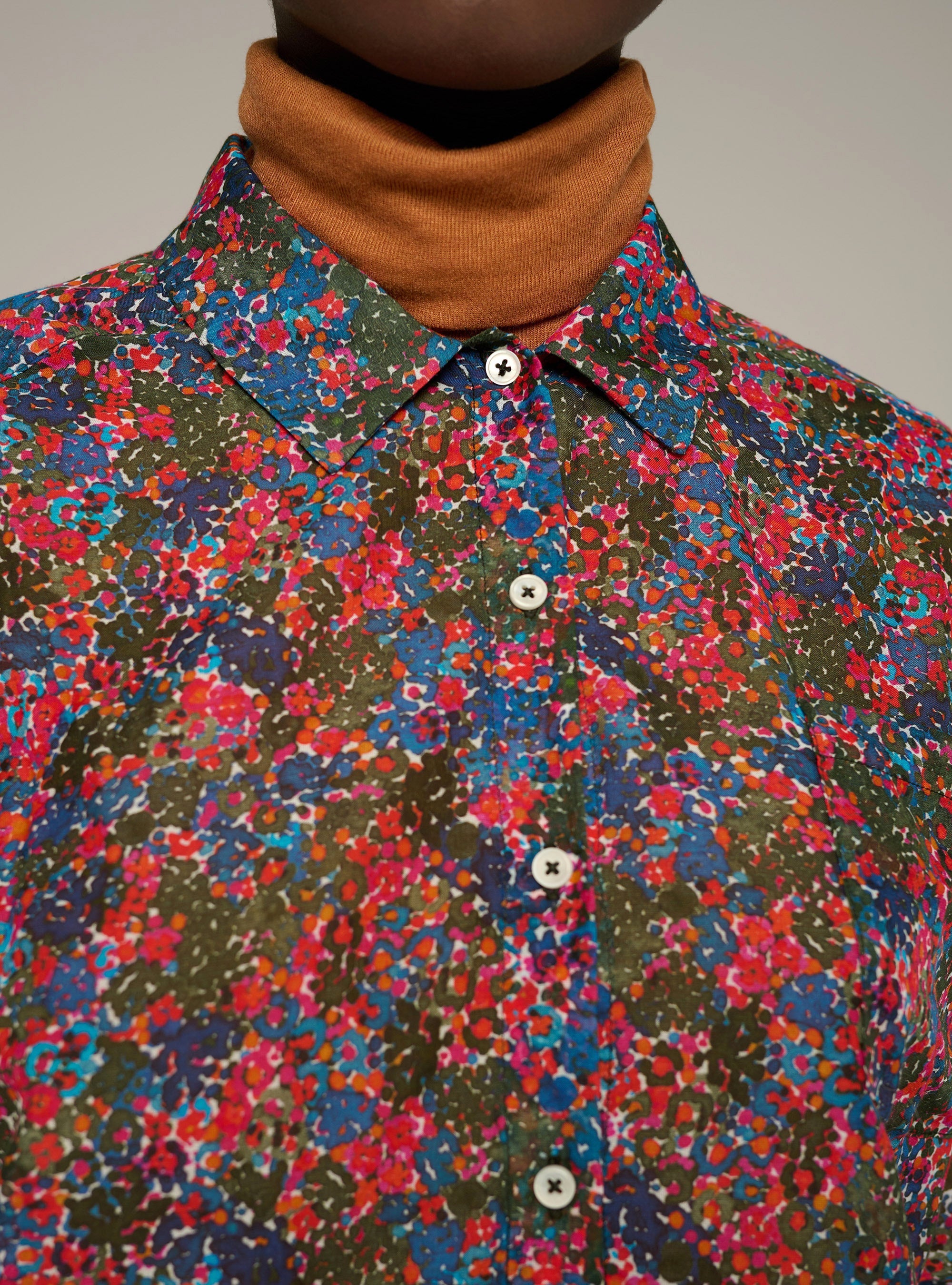 Cotélac Printed long-sleeve cotton-silk voile shirt