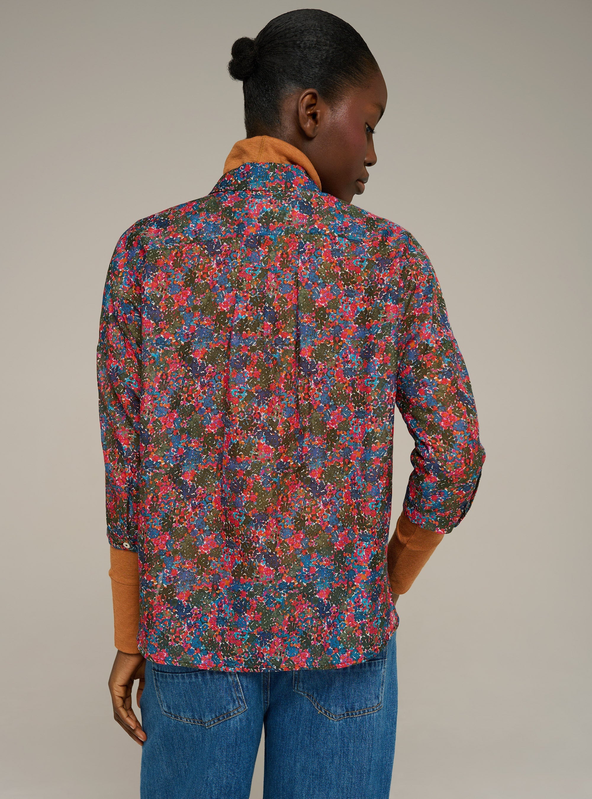Cotélac Printed long-sleeve cotton-silk voile shirt