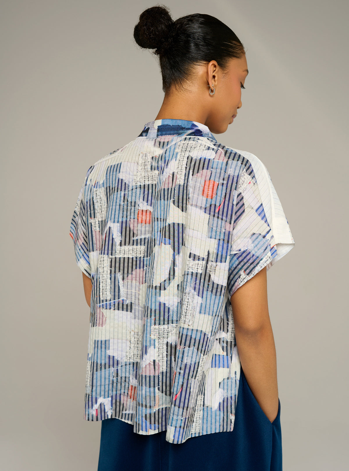 Printed oversized short-sleeve shirt