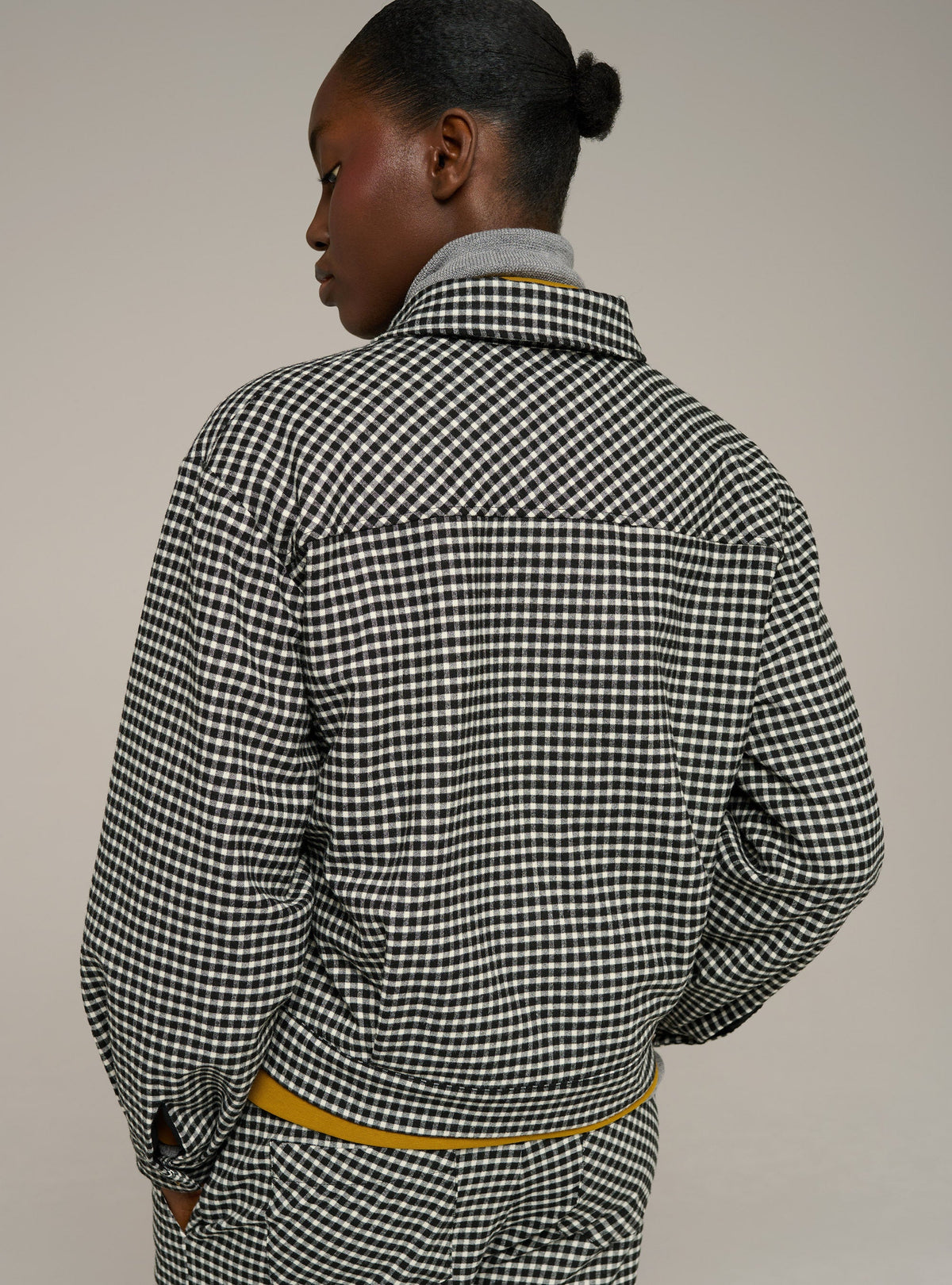 Cotélac Oversized plaid-print shirt-collar jacket