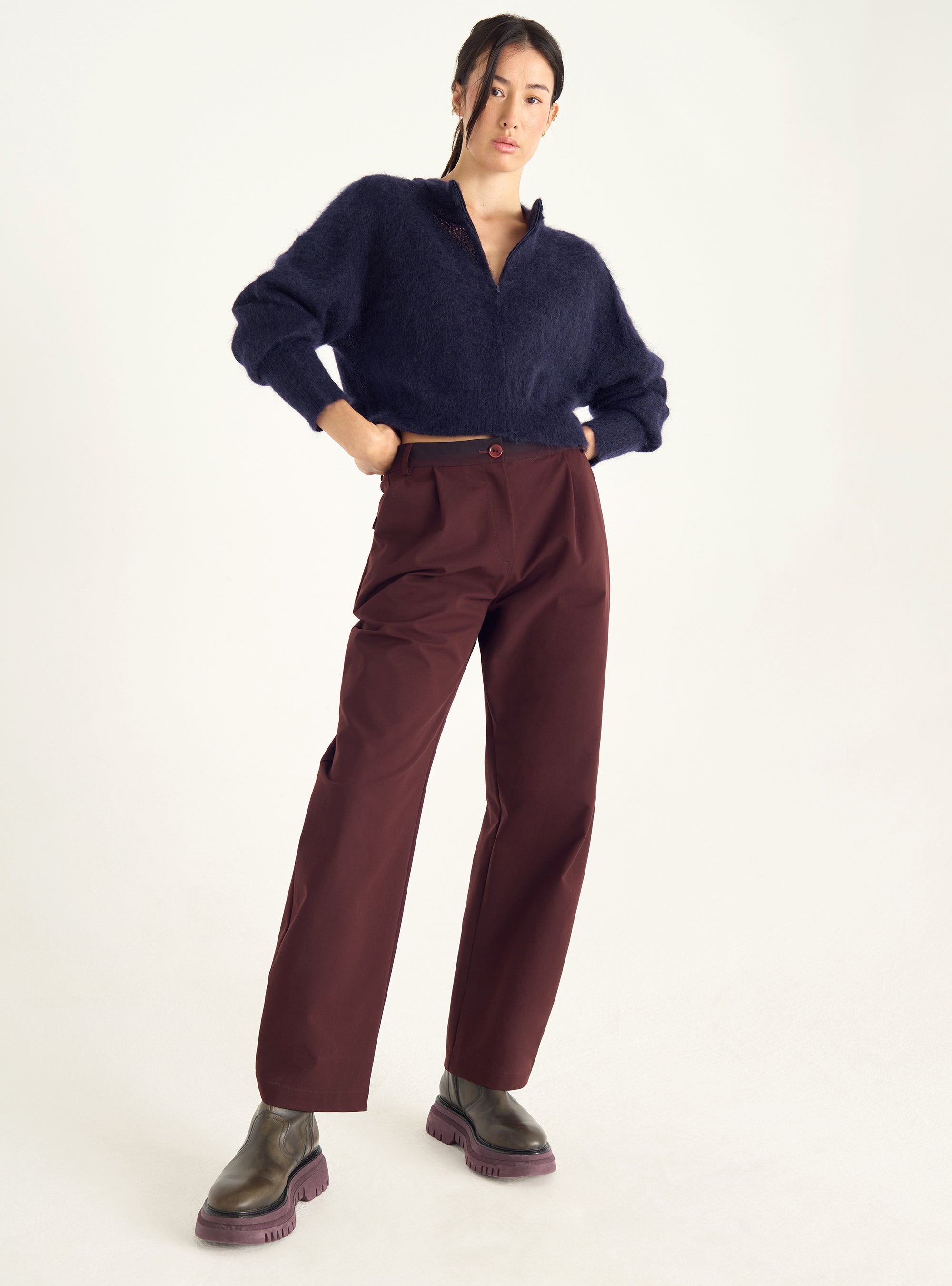 Short zipped mohair cardigan