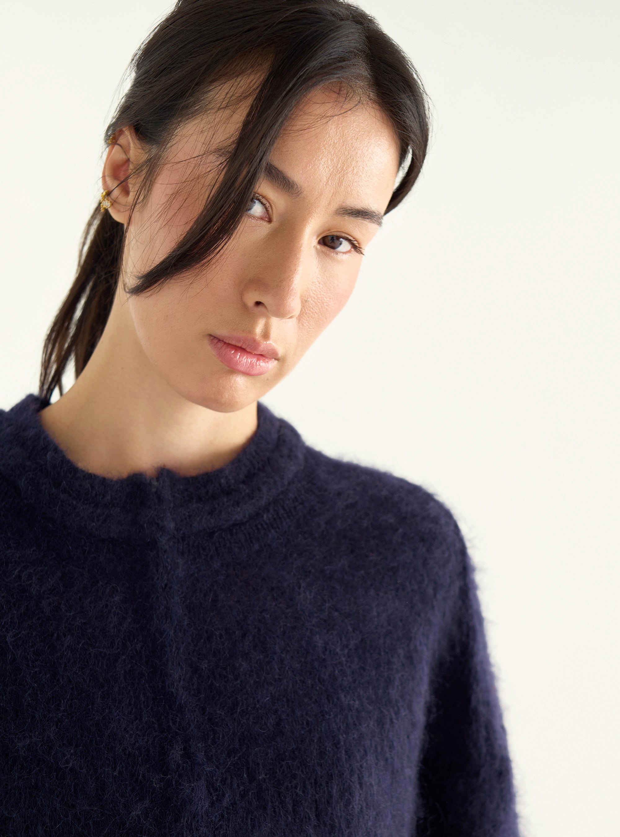 Short zipped mohair cardigan