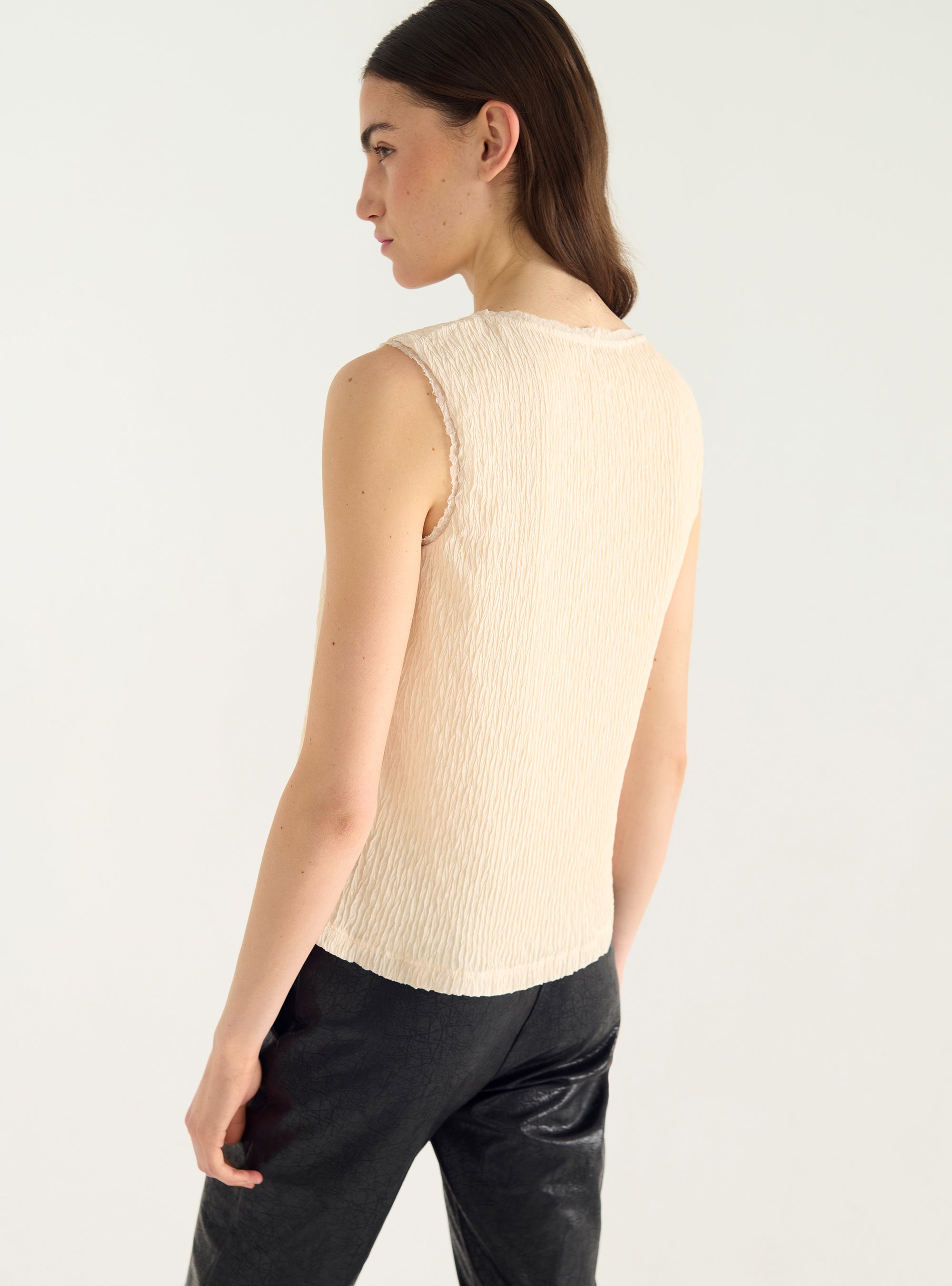 Pleated tank top in double material