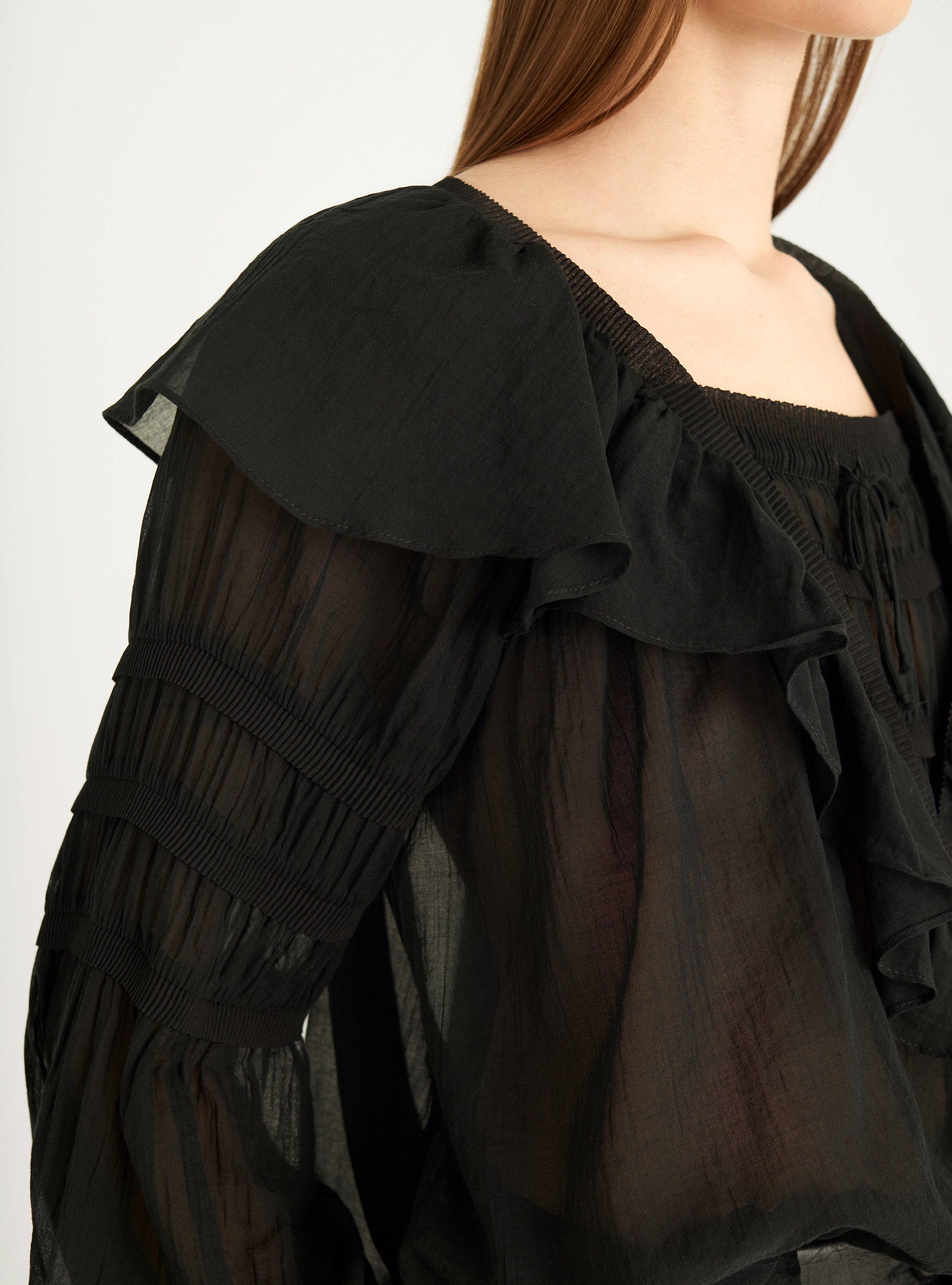 Pleated voile blouse