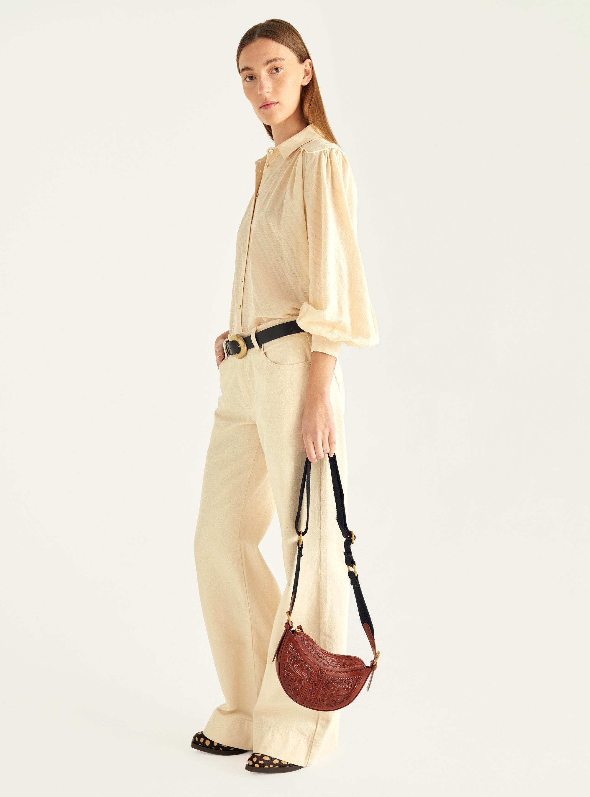 Romantic wool and silk blouse