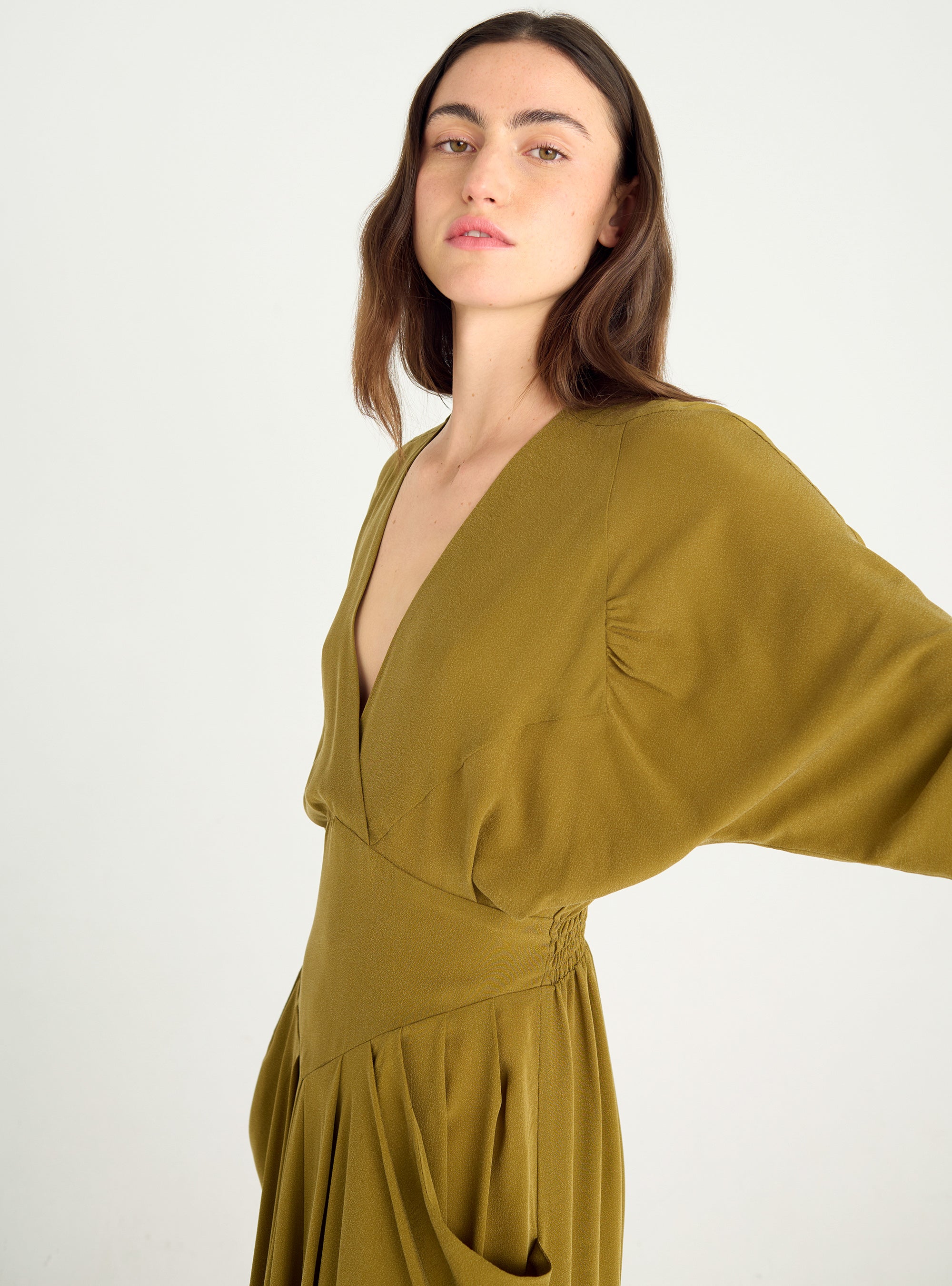 Washed-effect cupro dress