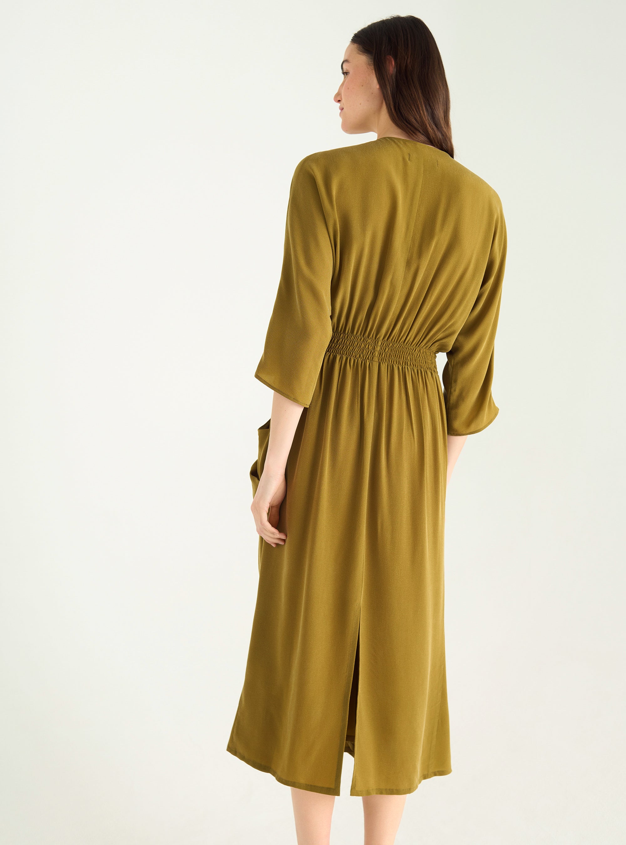 Washed-effect cupro dress