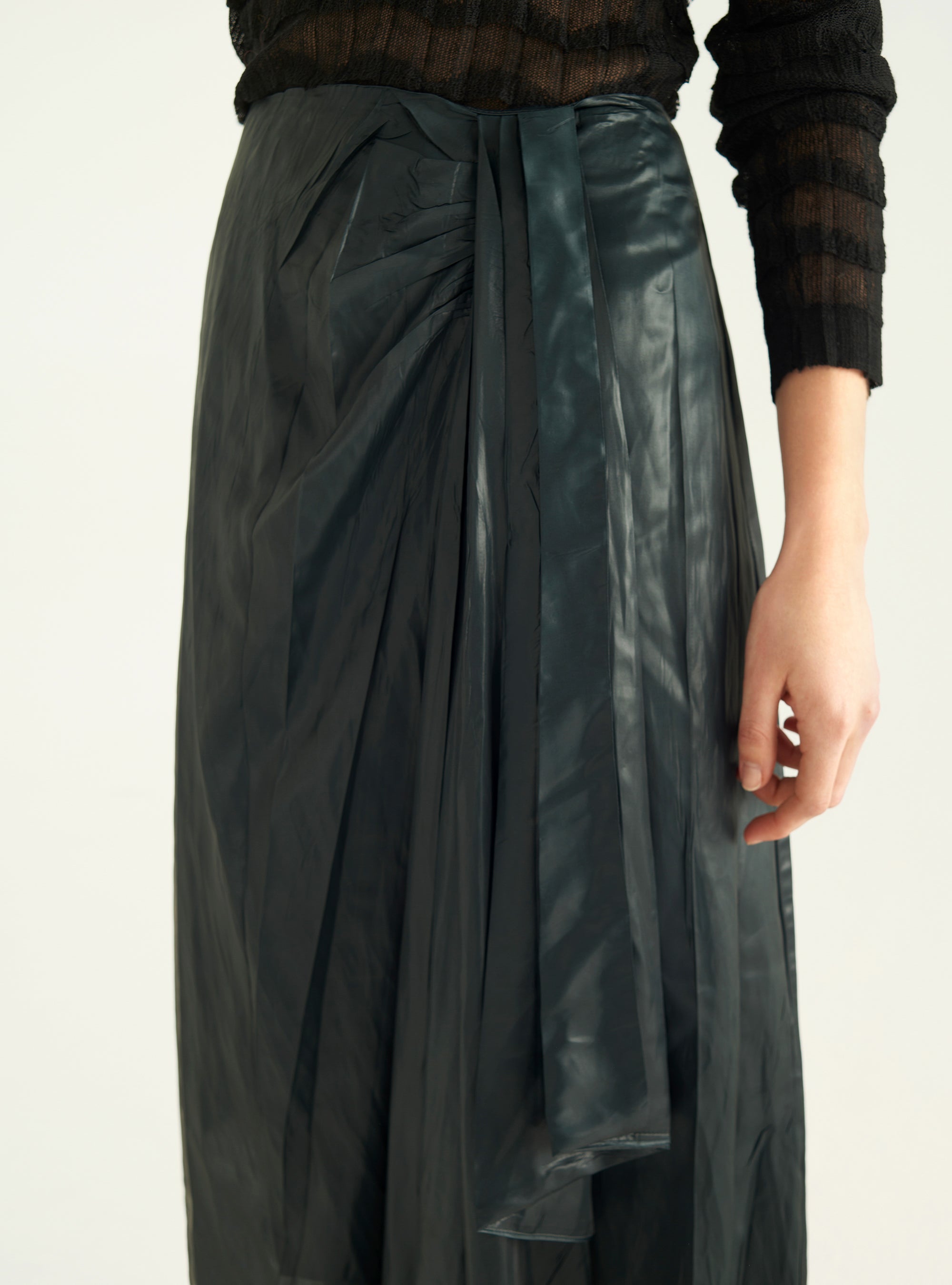Satin pleated skirt