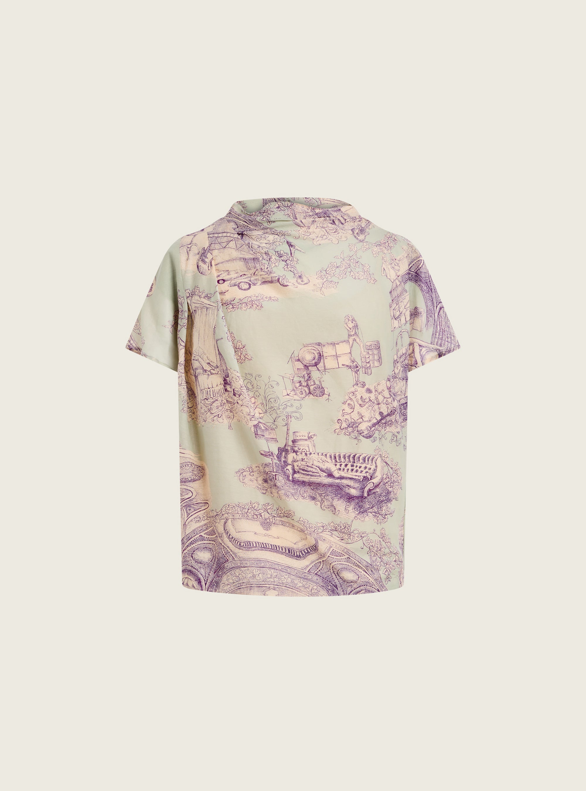 Draped blouse in cotton/silk voile