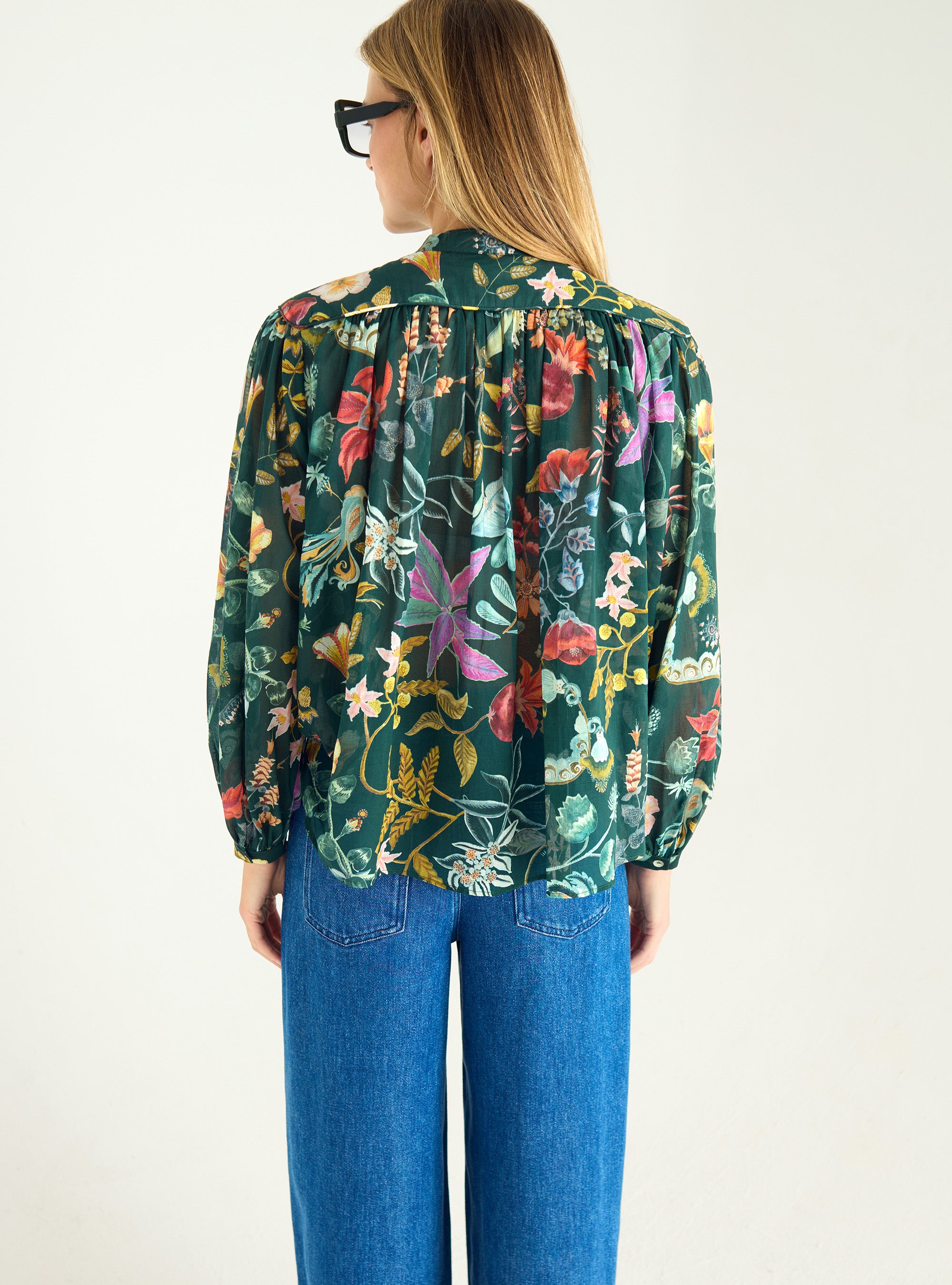 Printed cotton voile shirt