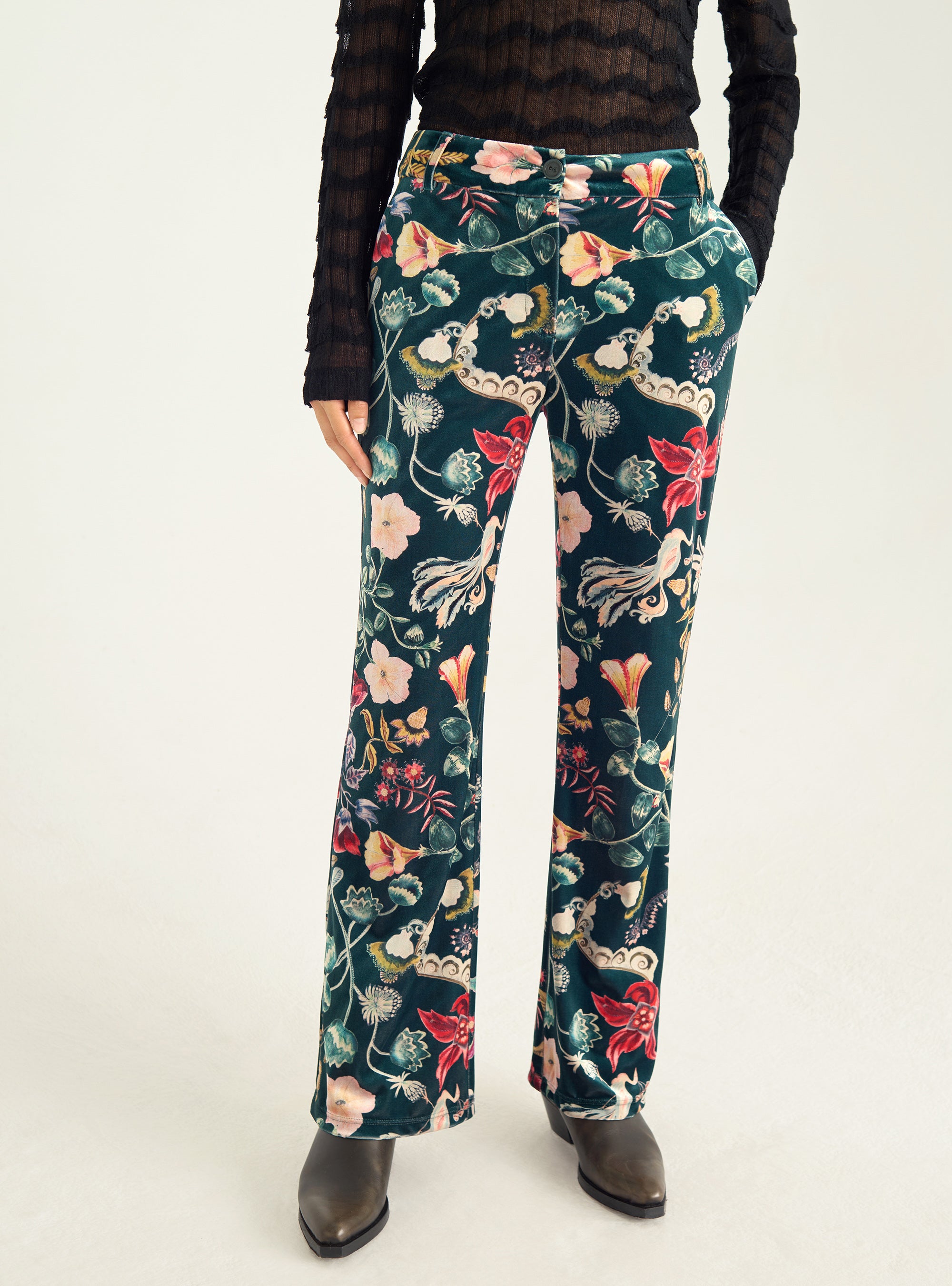 Printed velvet pants