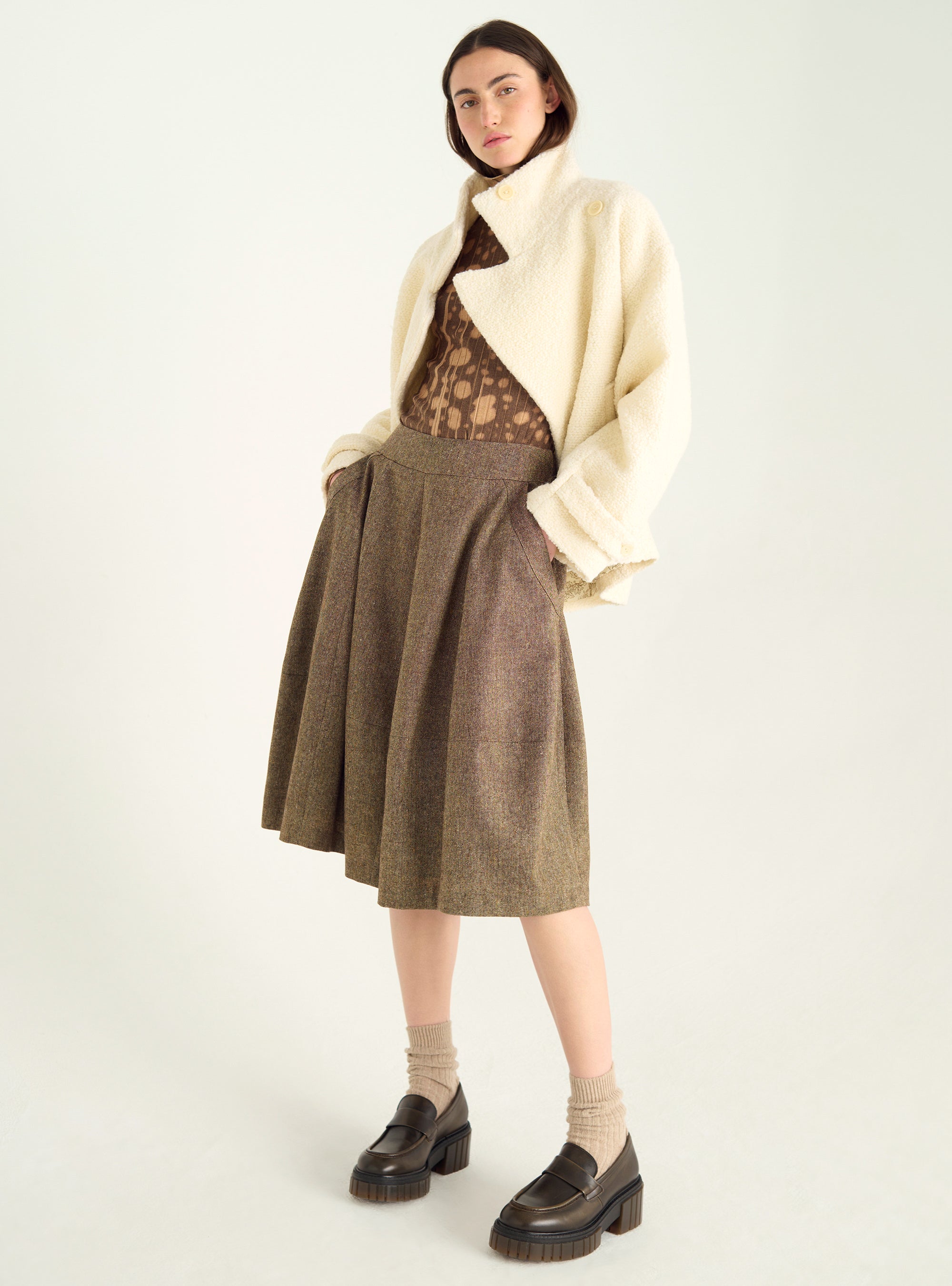 Short skirt in mottled wool