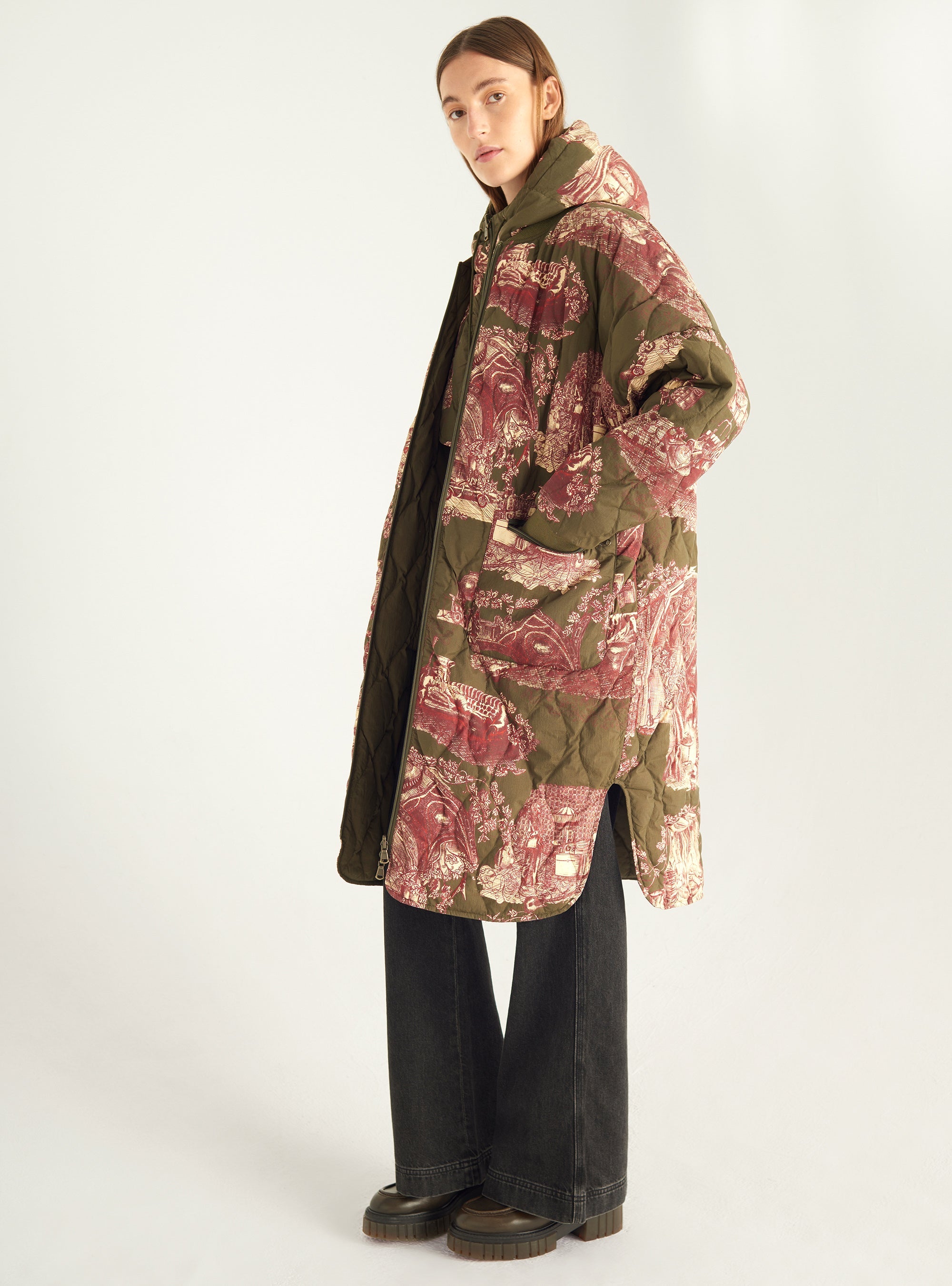 Long reversible down jacket