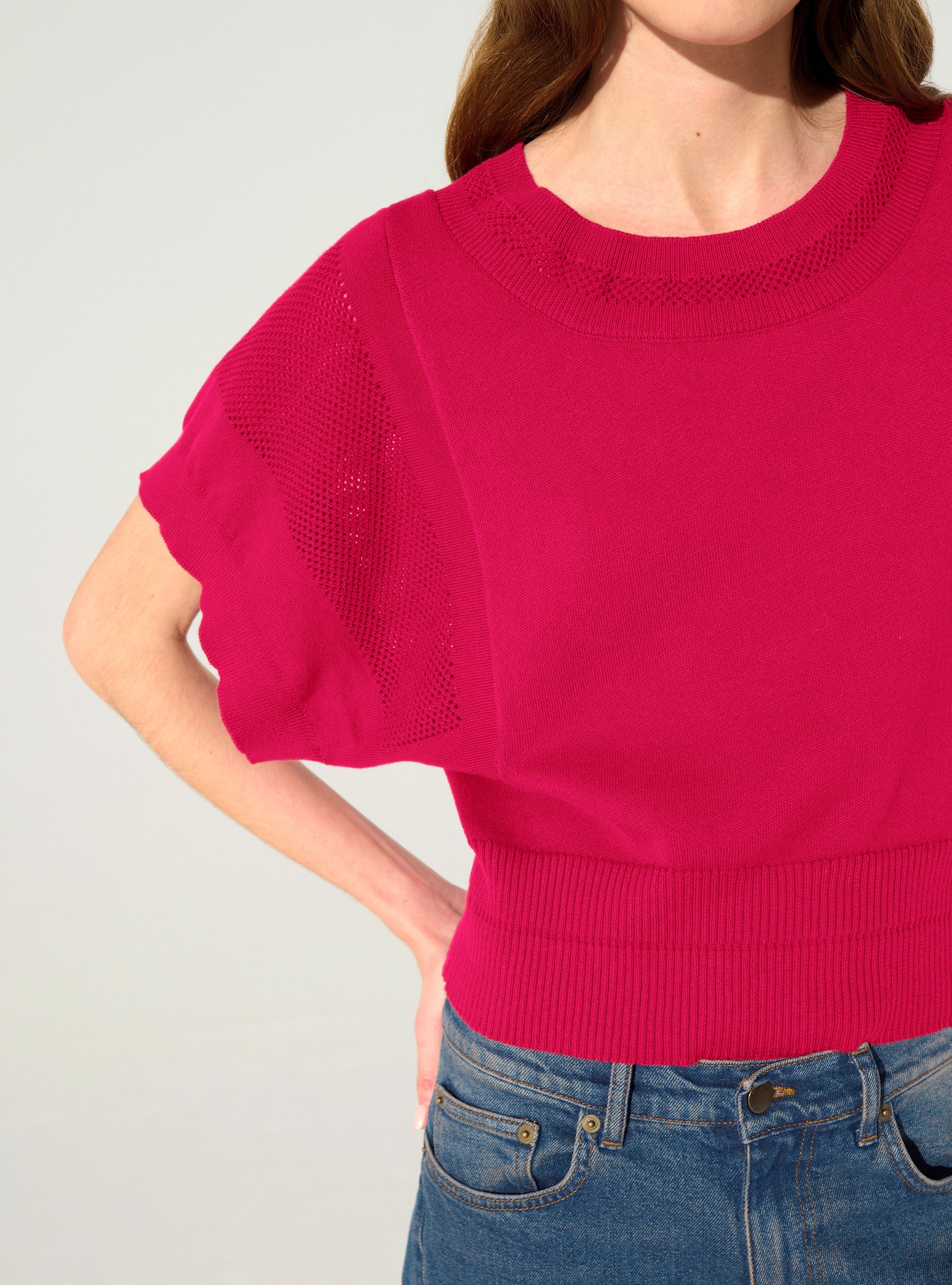 Red cotton and cashmere sweater
