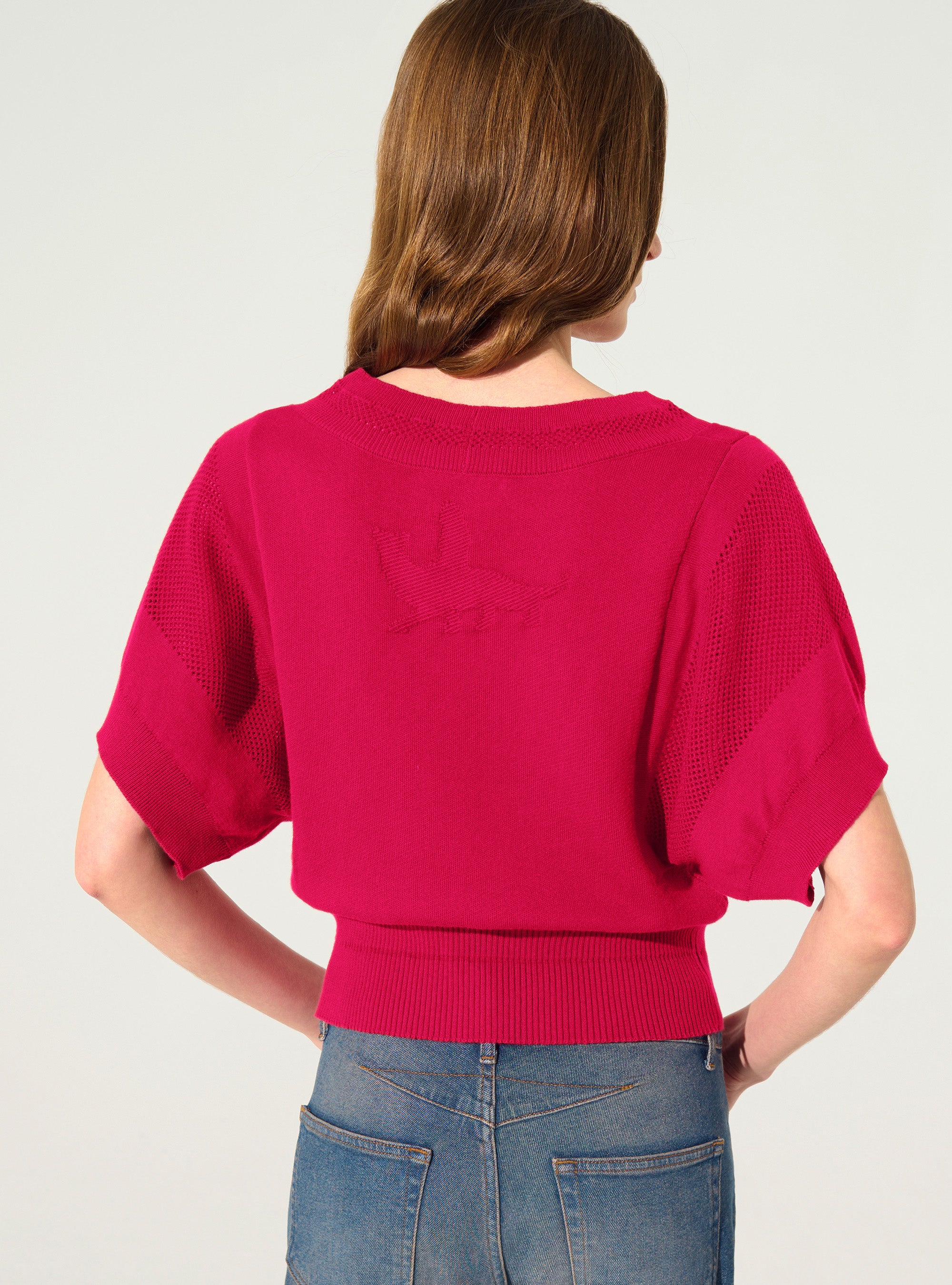 Red cotton and cashmere sweater