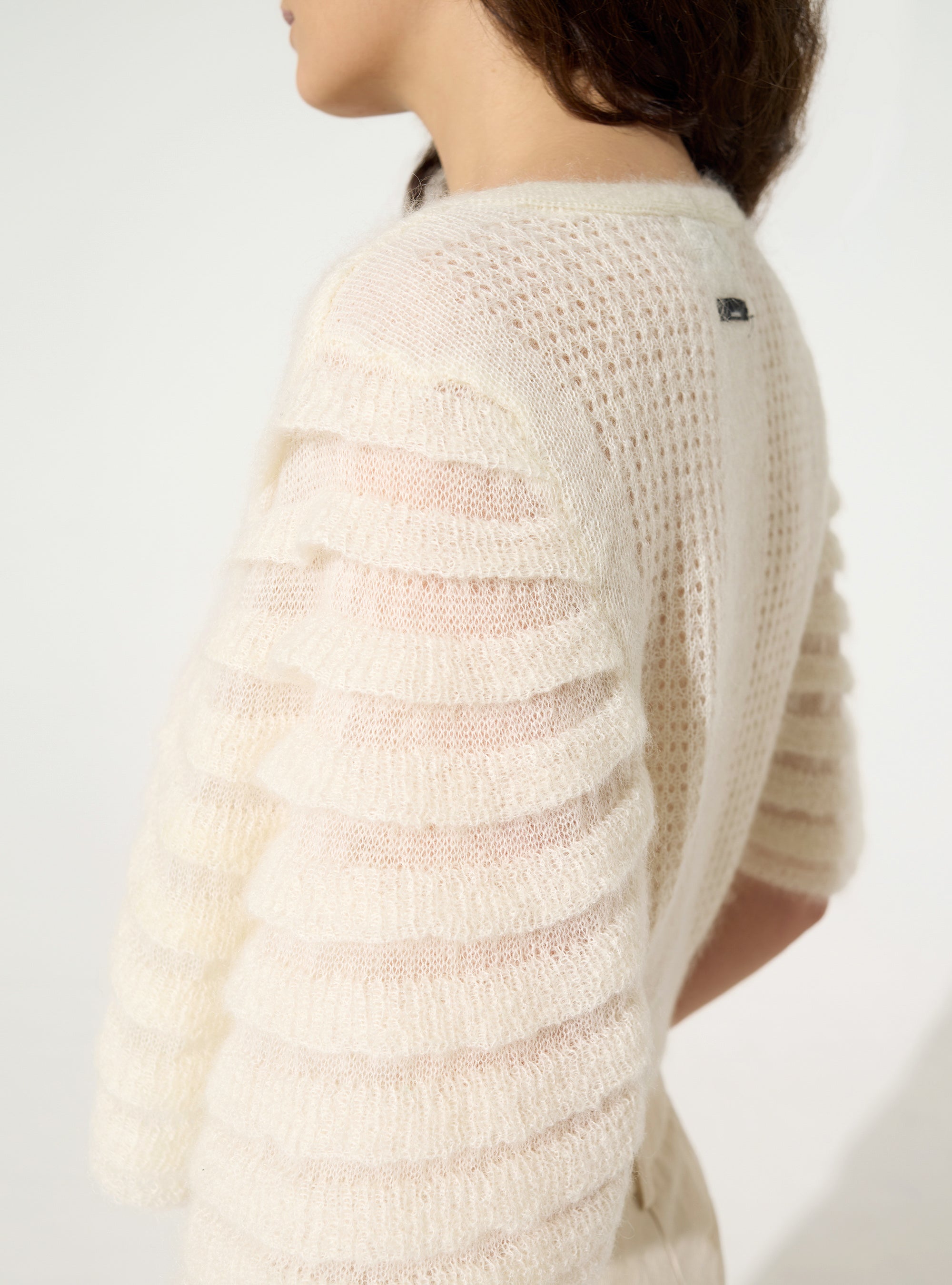 White mohair and wool cardigan
