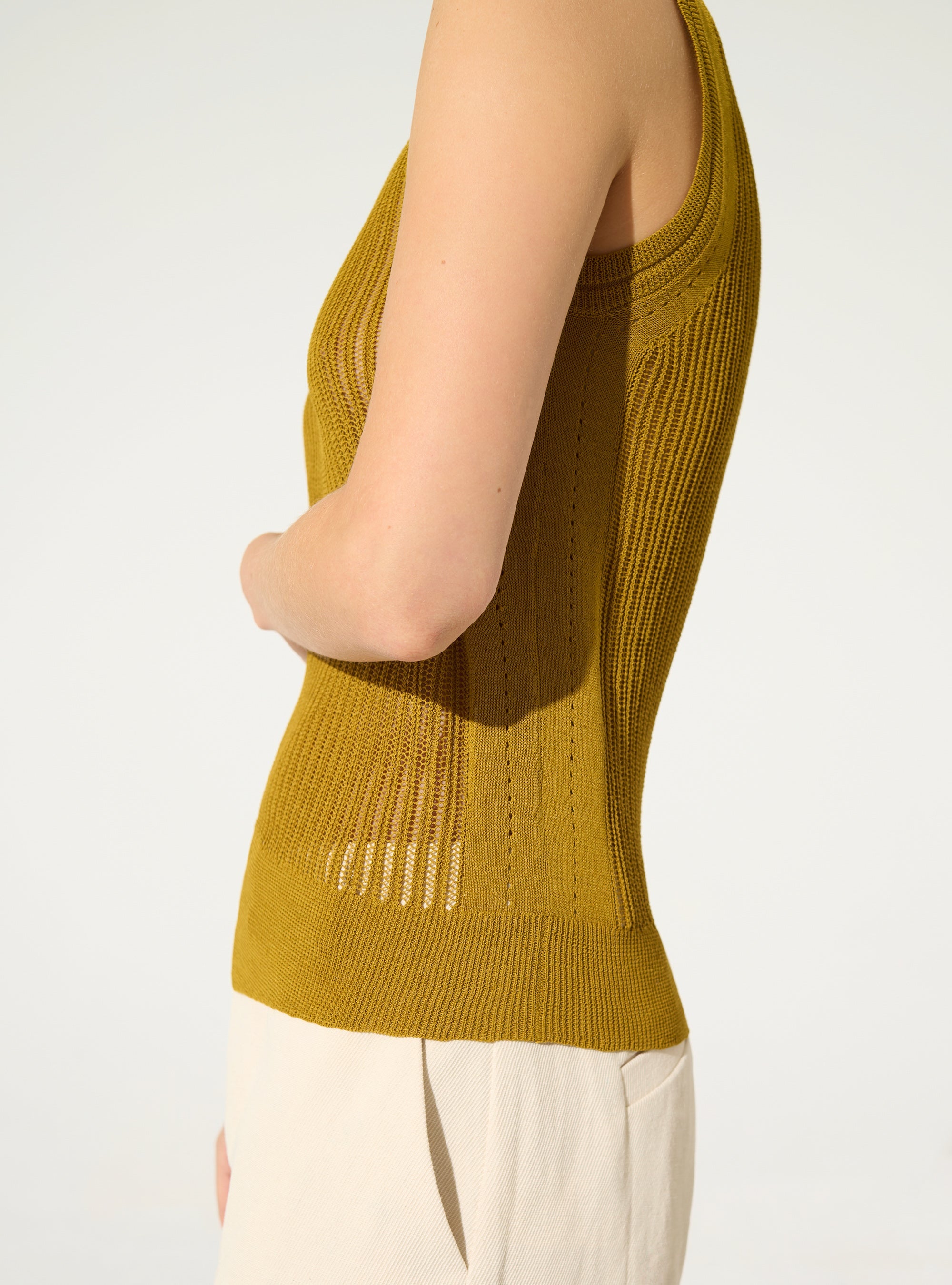Yellow ochre knit tank top