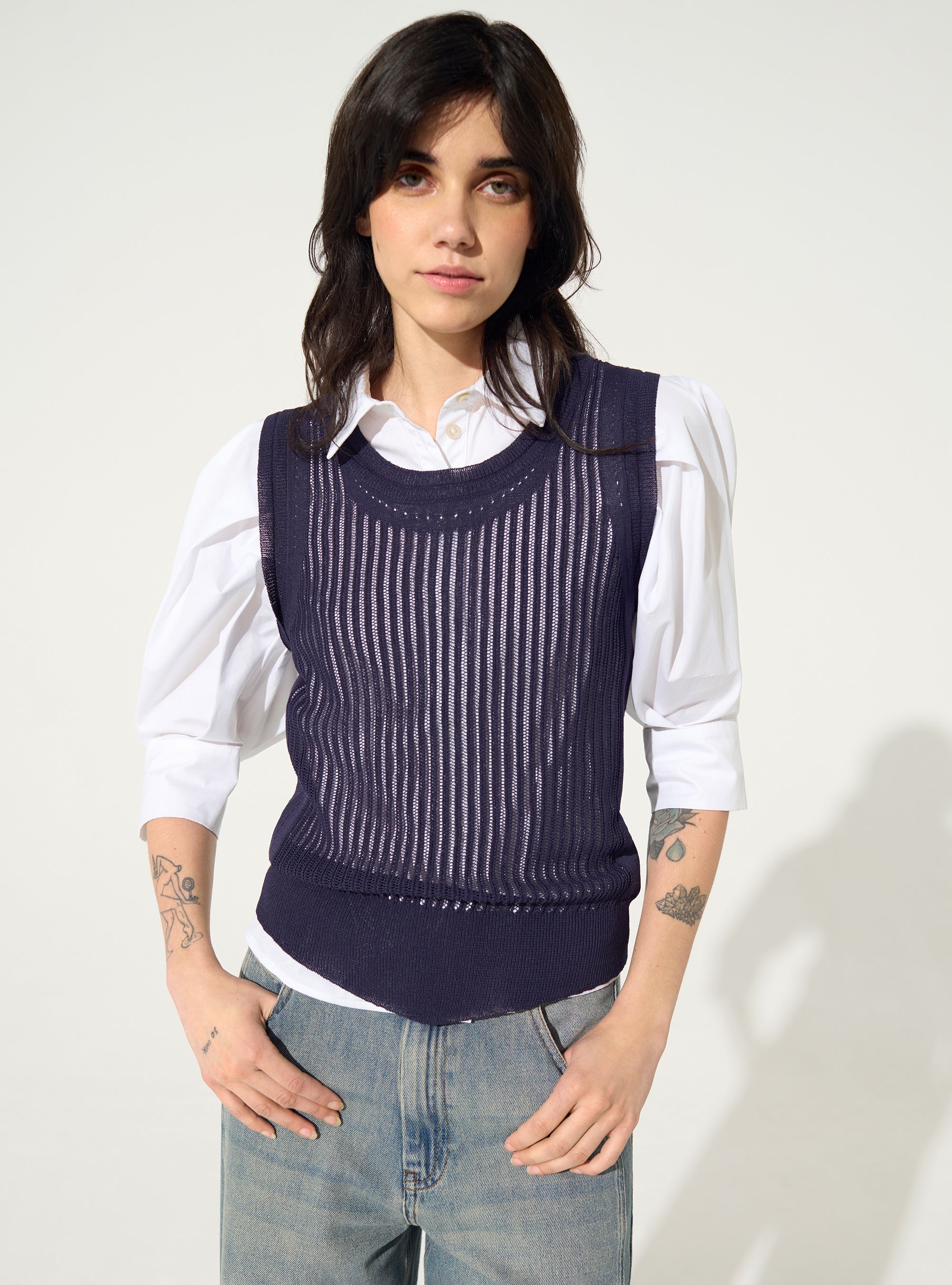 Purple knit tank top