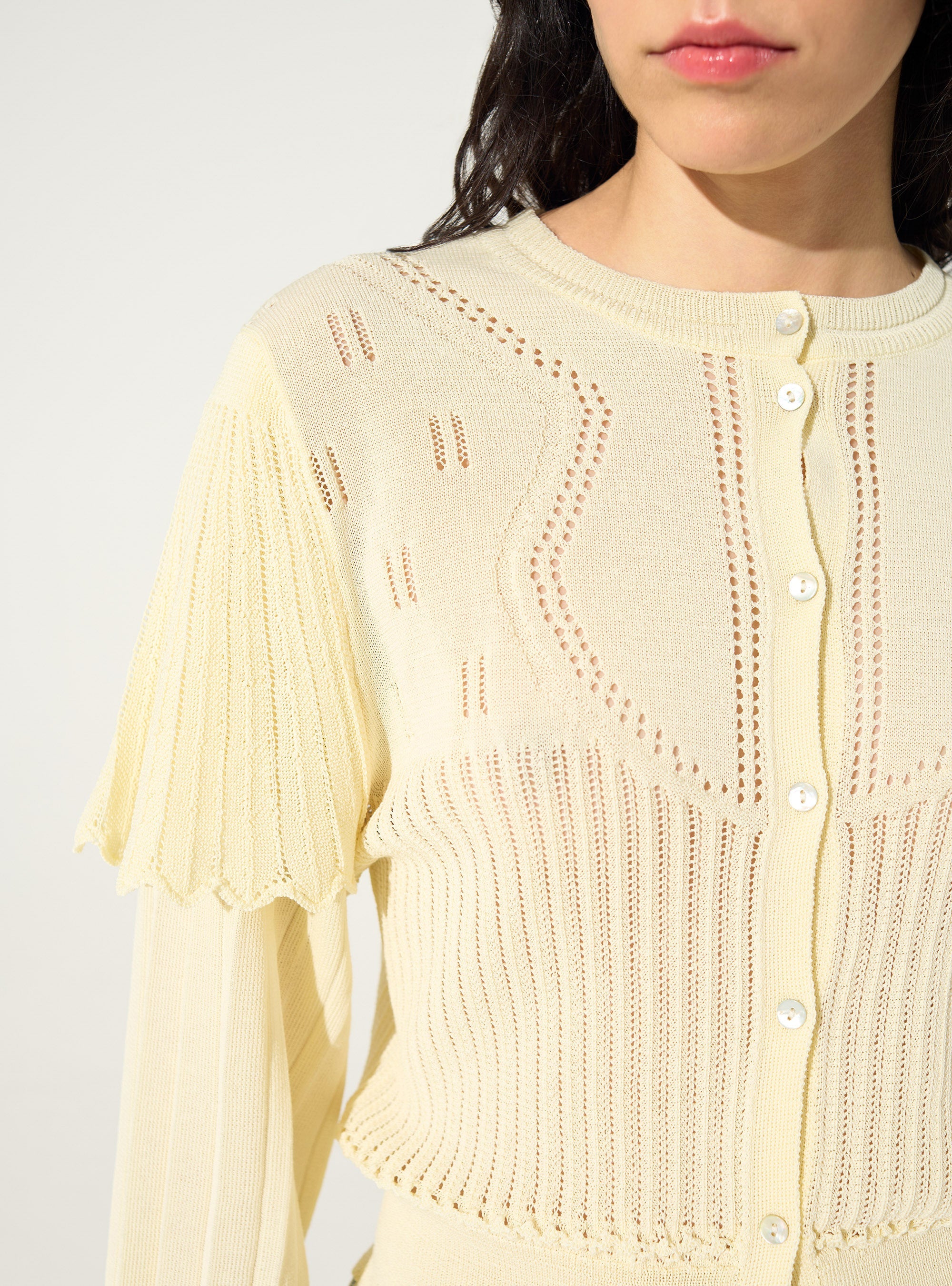 Ecru pleated cardigan