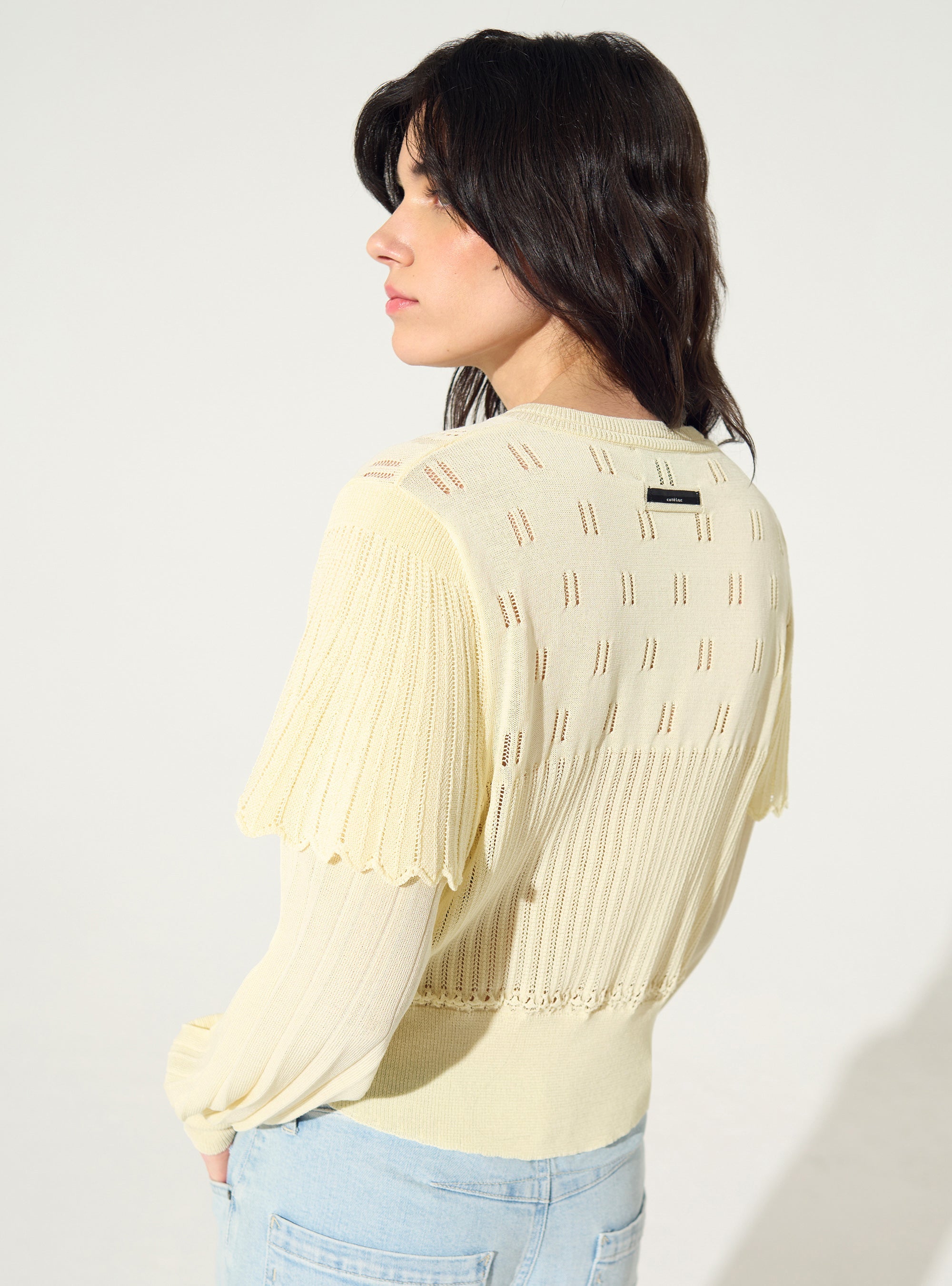 Ecru pleated cardigan