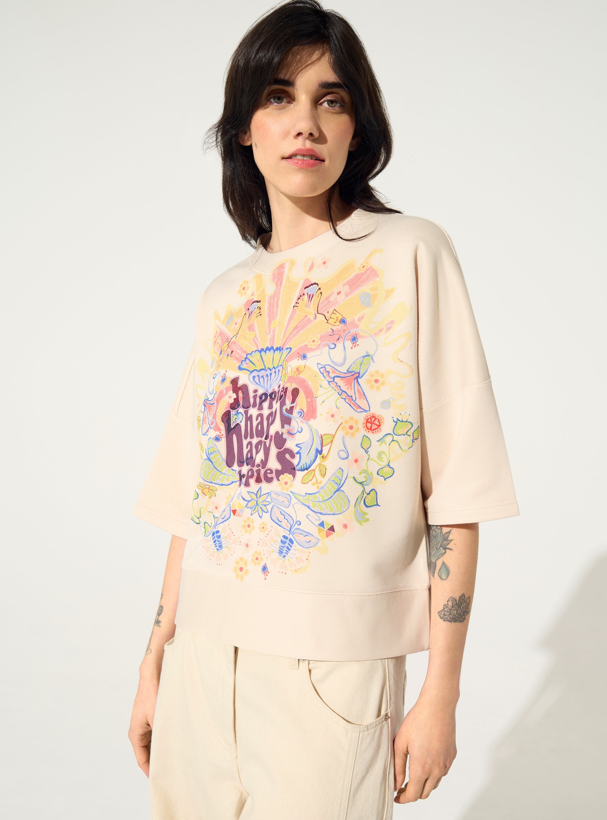 Oversized XXL sweatshirt with white house print