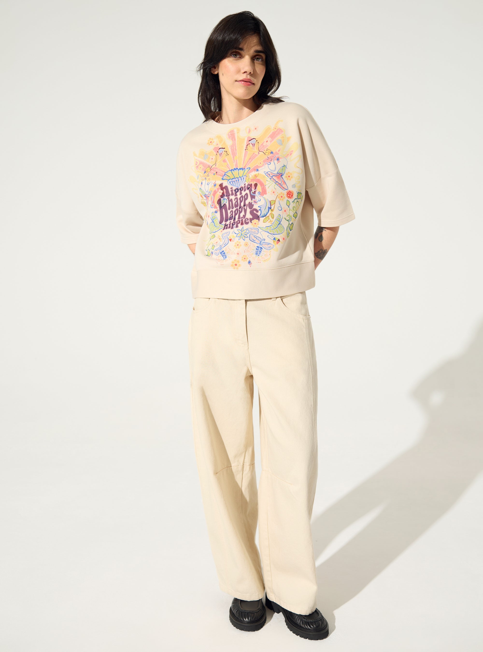 Oversized XXL sweatshirt with white house print