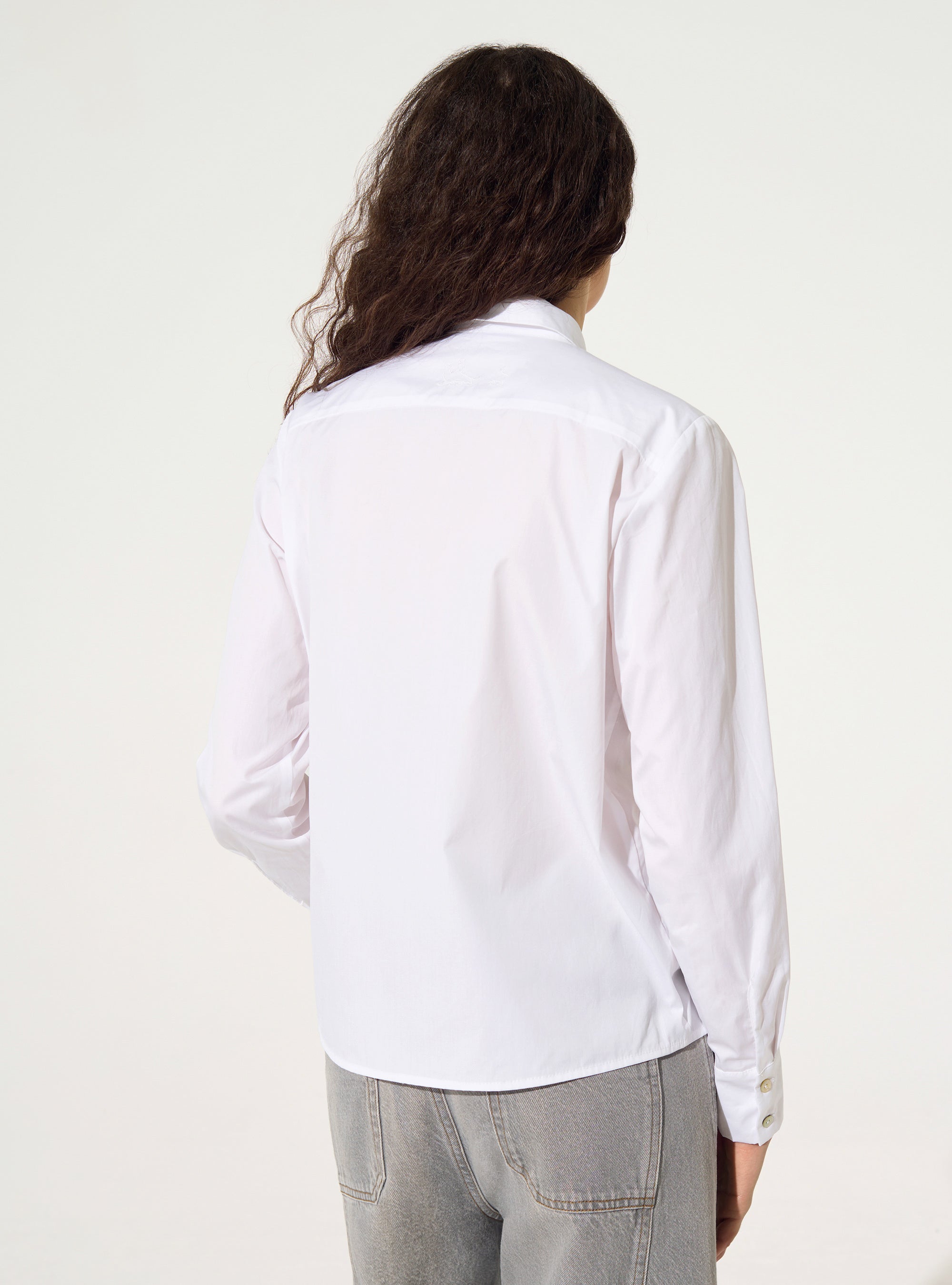 White cotton straight shirt