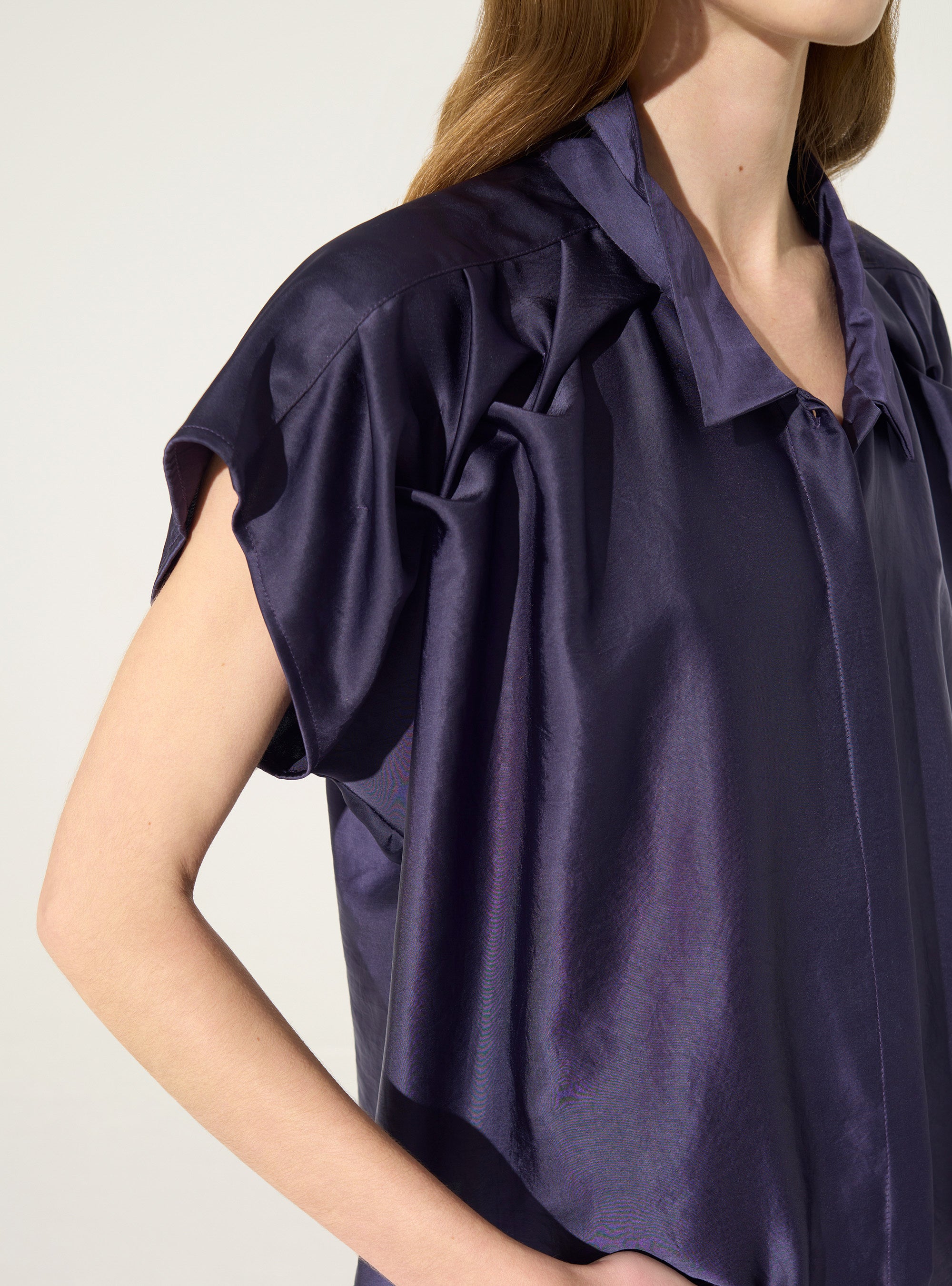Purple pleated oversized shirt