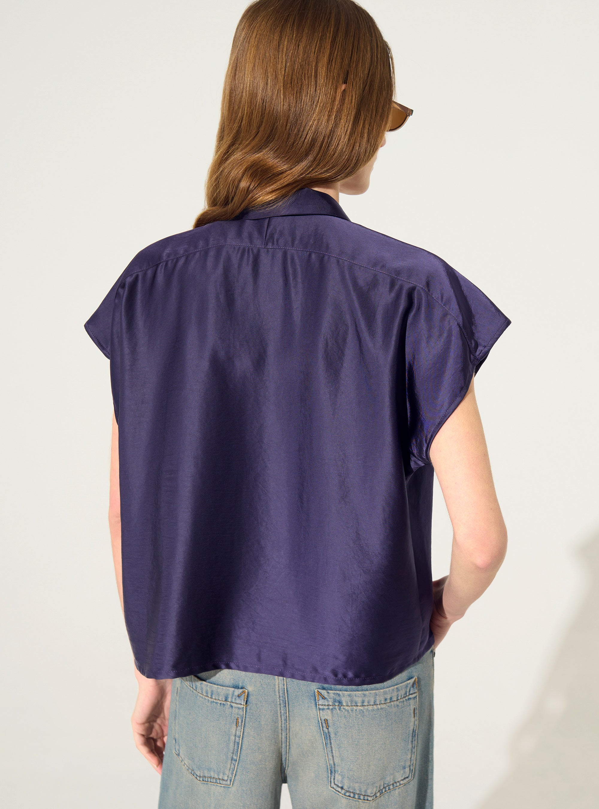 Purple pleated oversized shirt