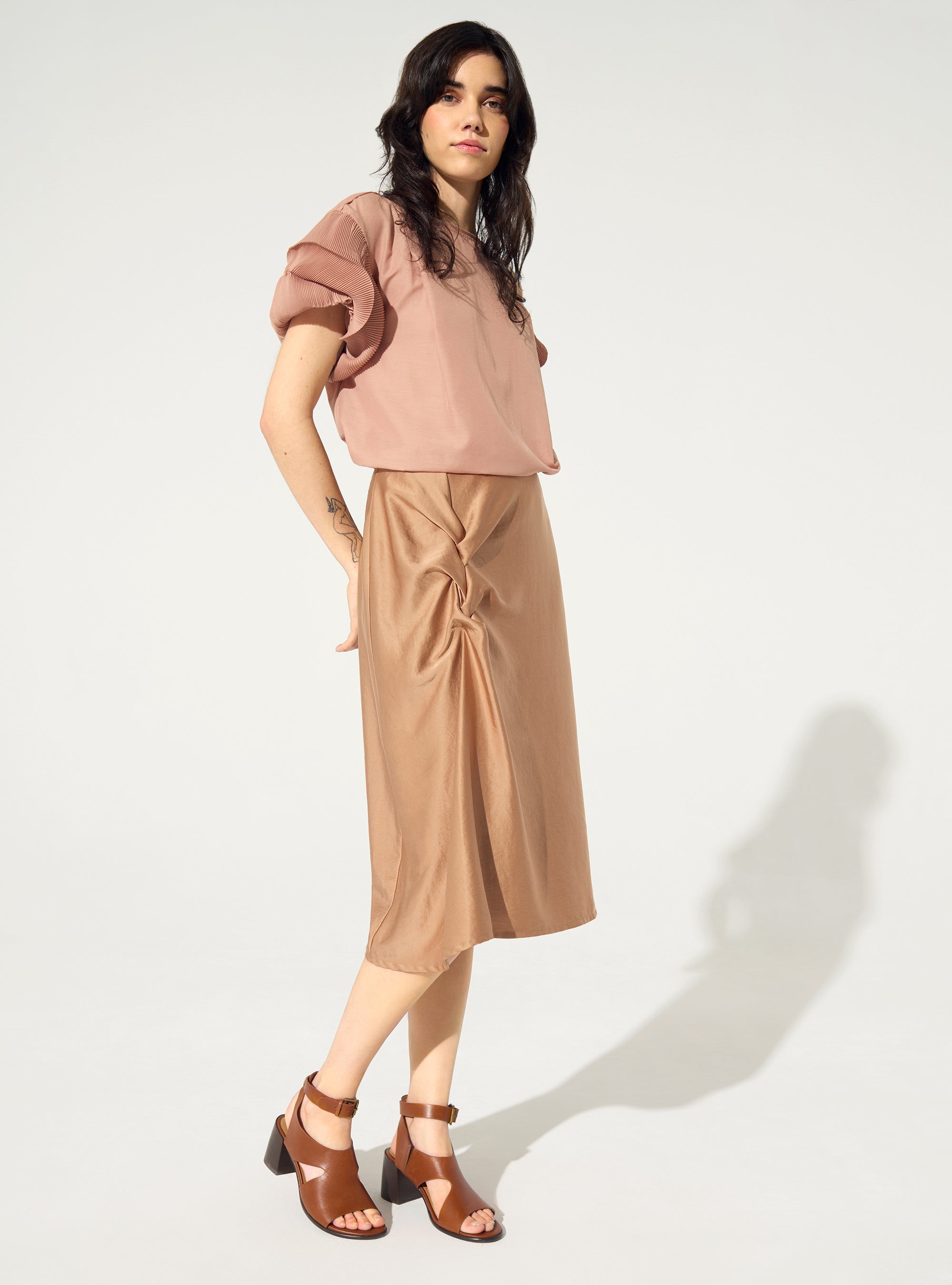 Pink satin skirt